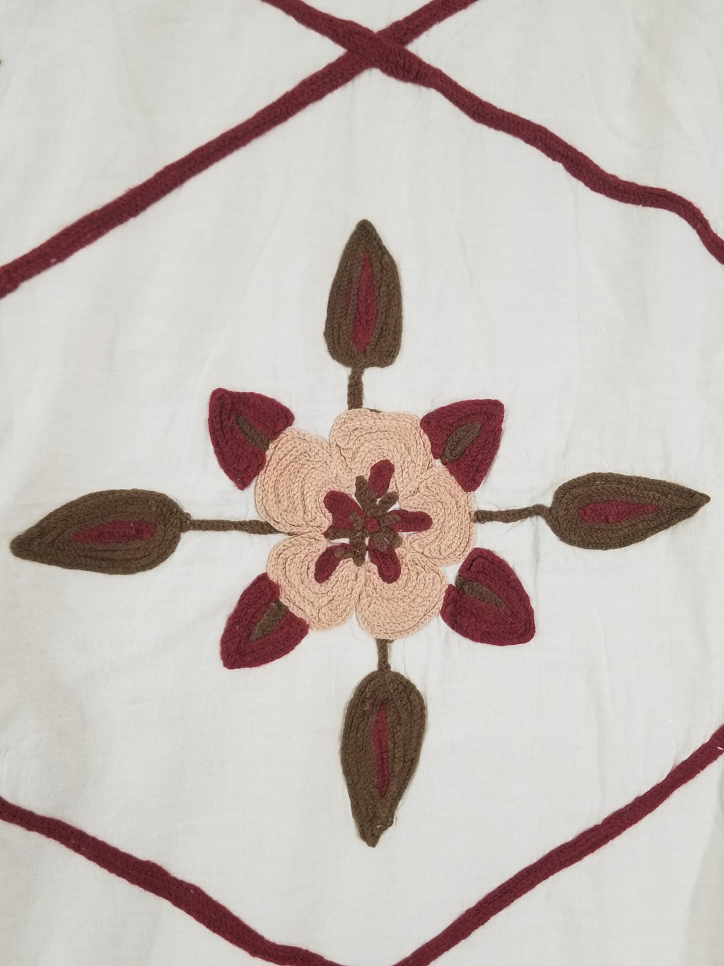 Vintage Traditional Indian Kashmiri Crewel Work Floral Quilt 250x220cm