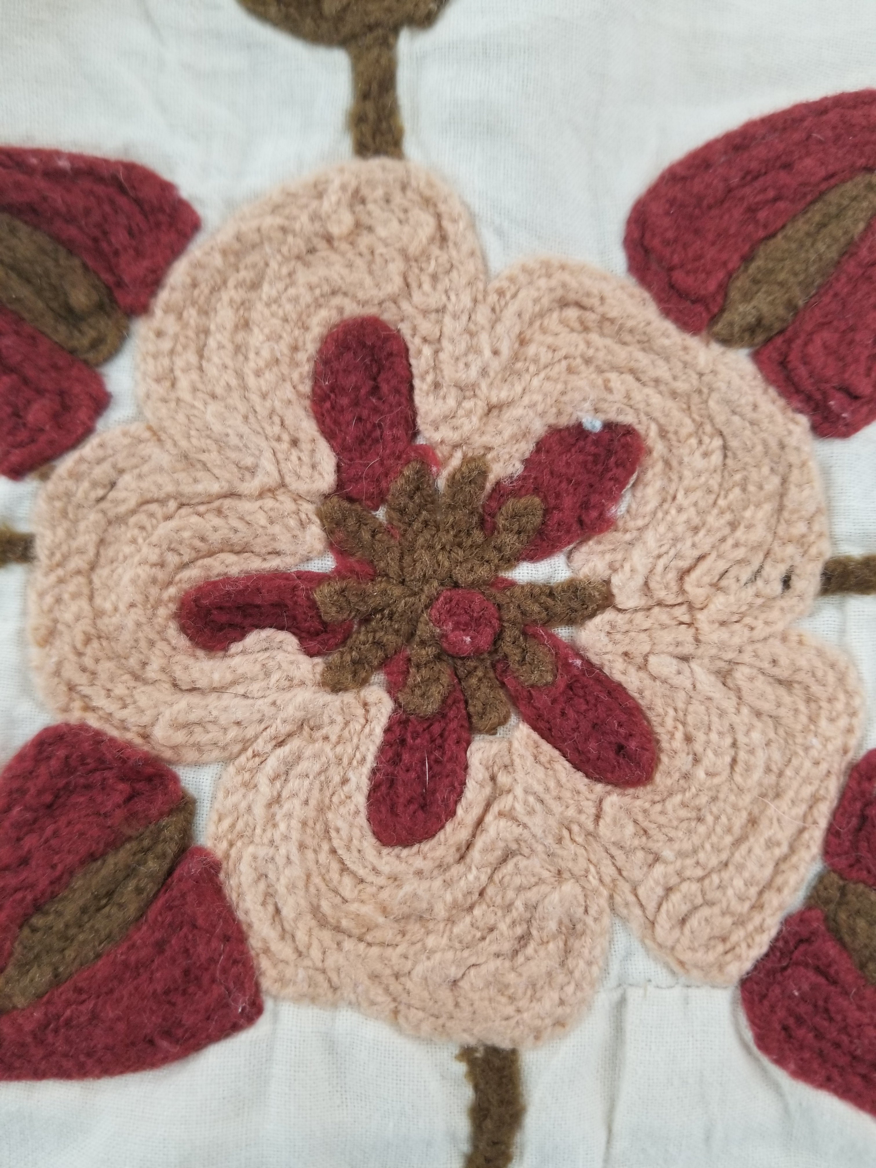 Vintage Traditional Indian Kashmiri Crewel Work Floral Quilt 250x220cm