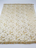 Antique Traditional Hand-Embroidered Botanical Throw/Coverlet 247x213cm