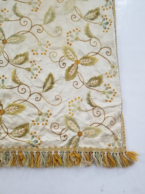 Antique Traditional Hand-Embroidered Botanical Throw/Coverlet 247x213cm