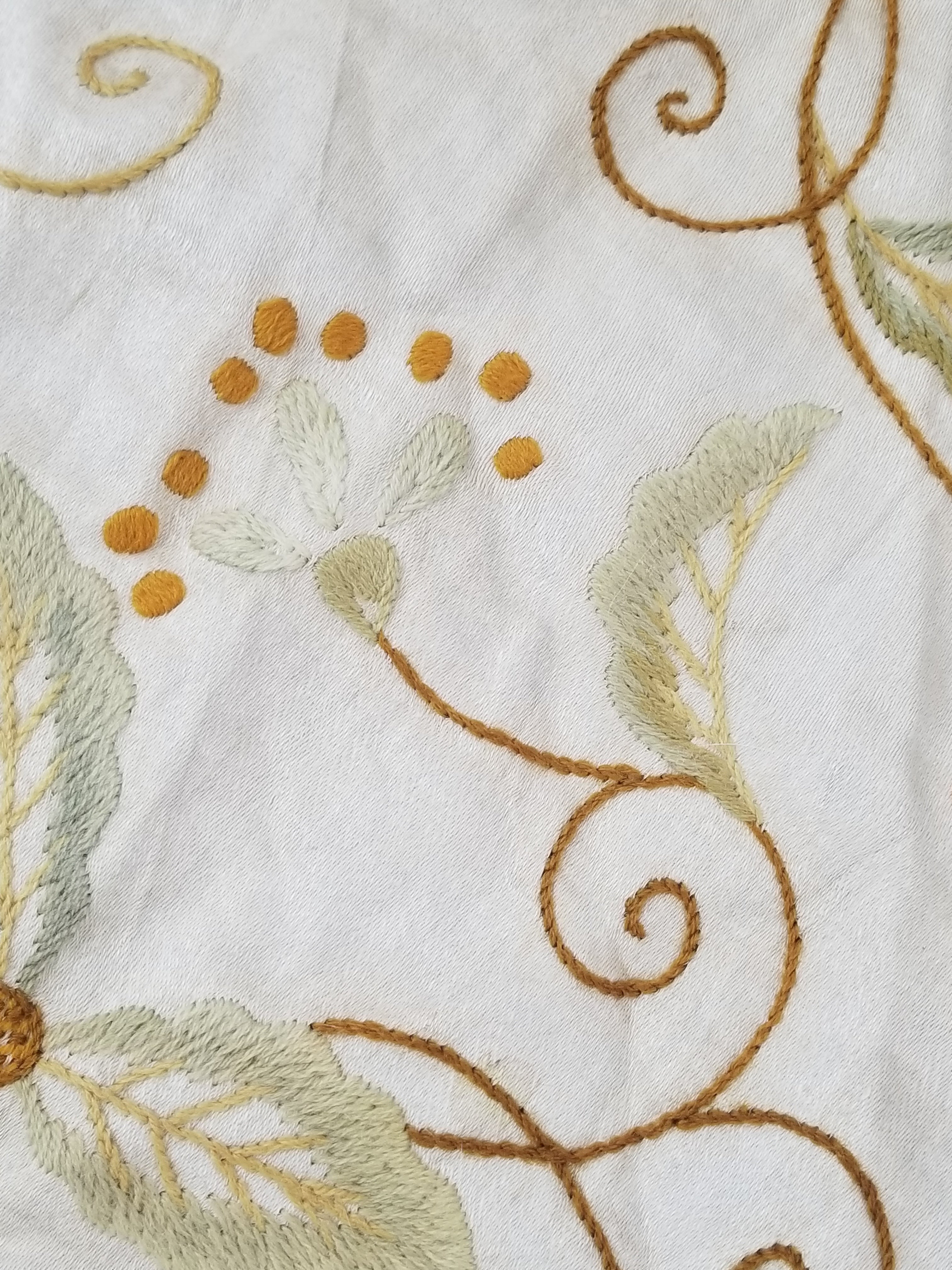 Antique Traditional Hand-Embroidered Botanical Throw/Coverlet 247x213cm