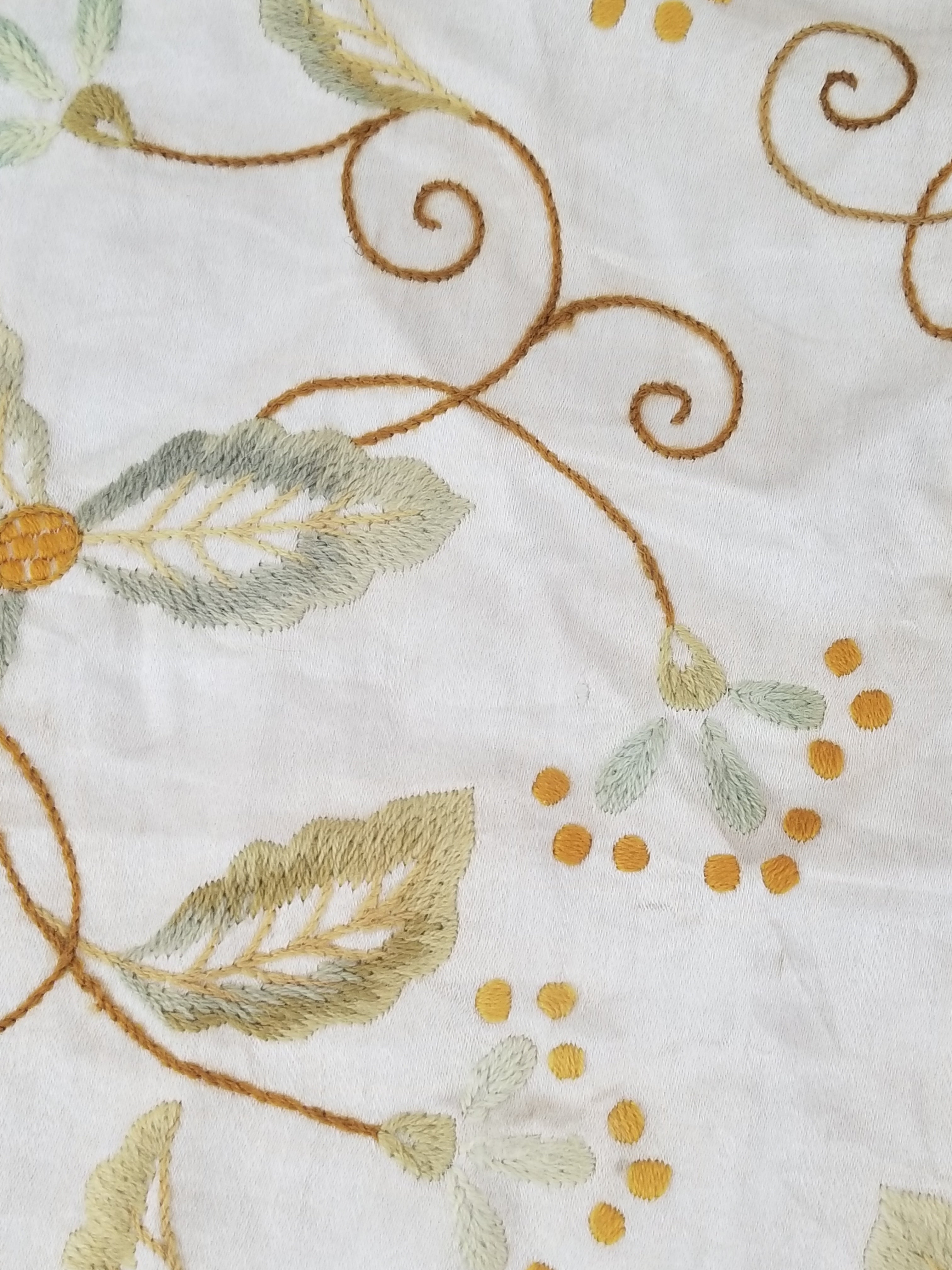 Antique Traditional Hand-Embroidered Botanical Throw/Coverlet 247x213cm