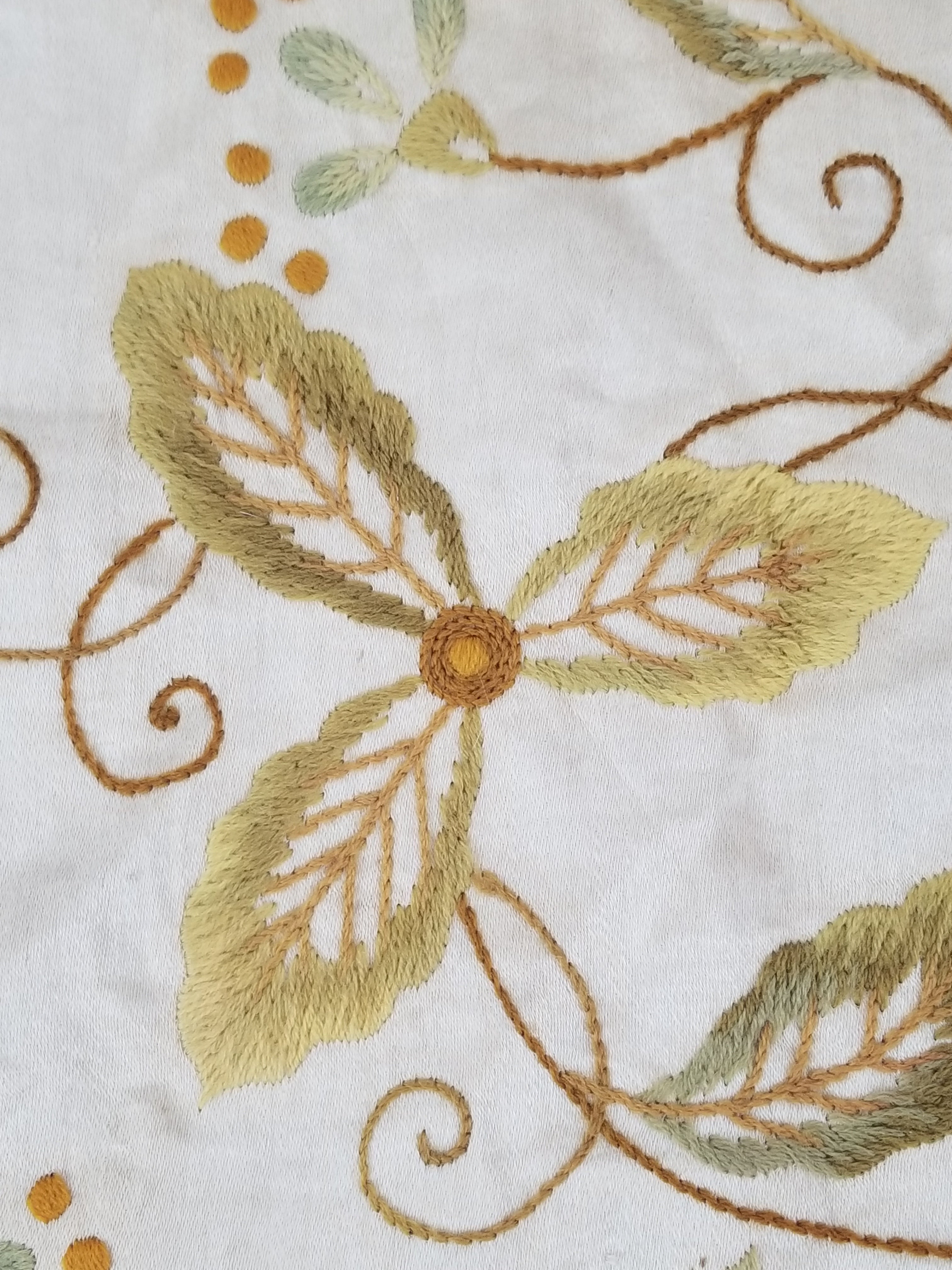 Antique Traditional Hand-Embroidered Botanical Throw/Coverlet 247x213cm