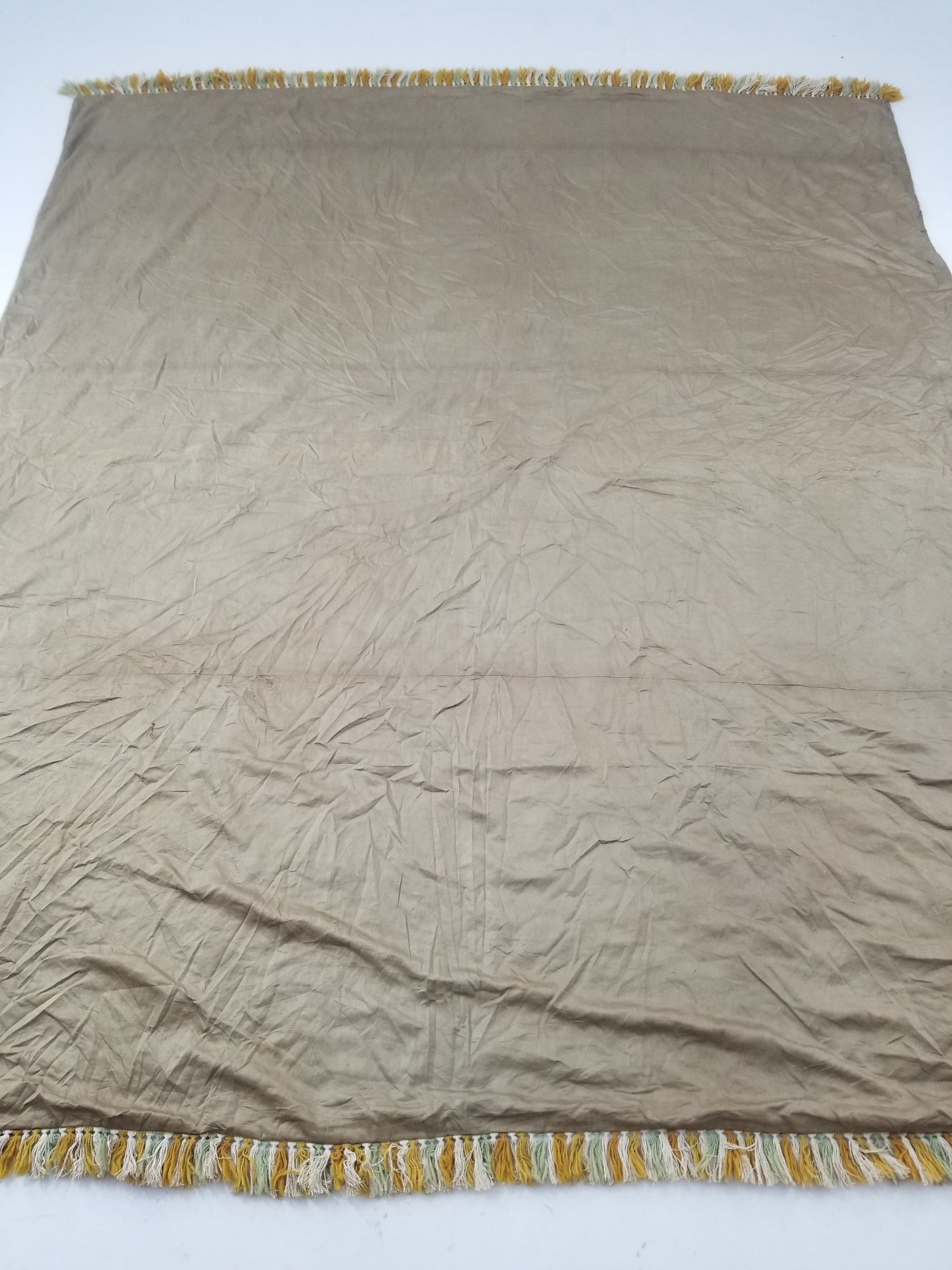 Antique Traditional Hand-Embroidered Botanical Throw/Coverlet 247x213cm