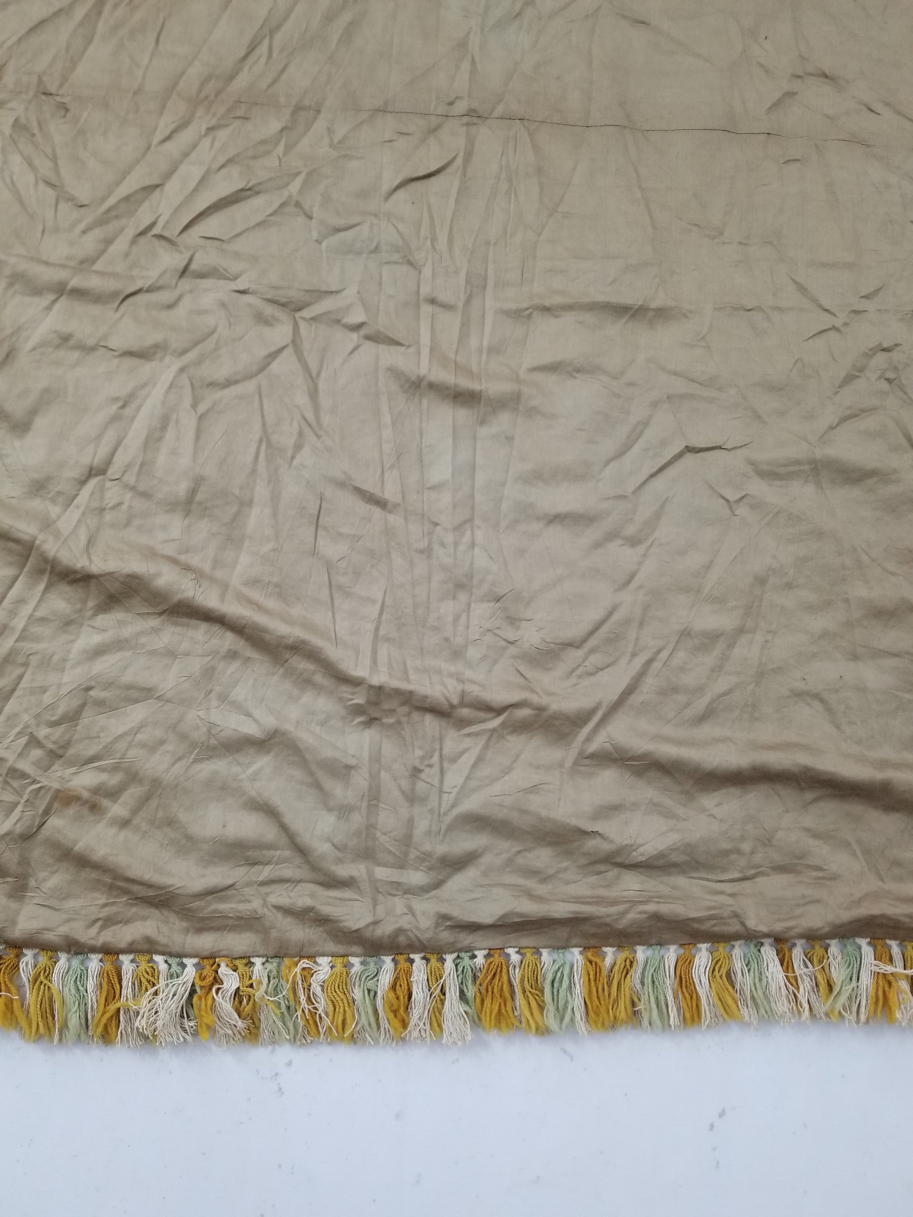 Antique Traditional Hand-Embroidered Botanical Throw/Coverlet 247x213cm