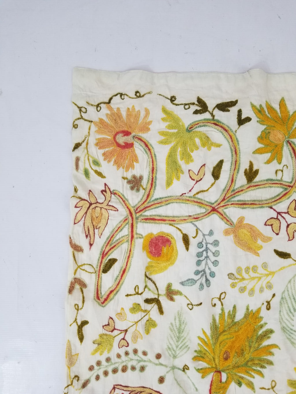 Antique Traditional Kashmir Crewel Embroidery Tree of Life Wall Tapestry 253x115