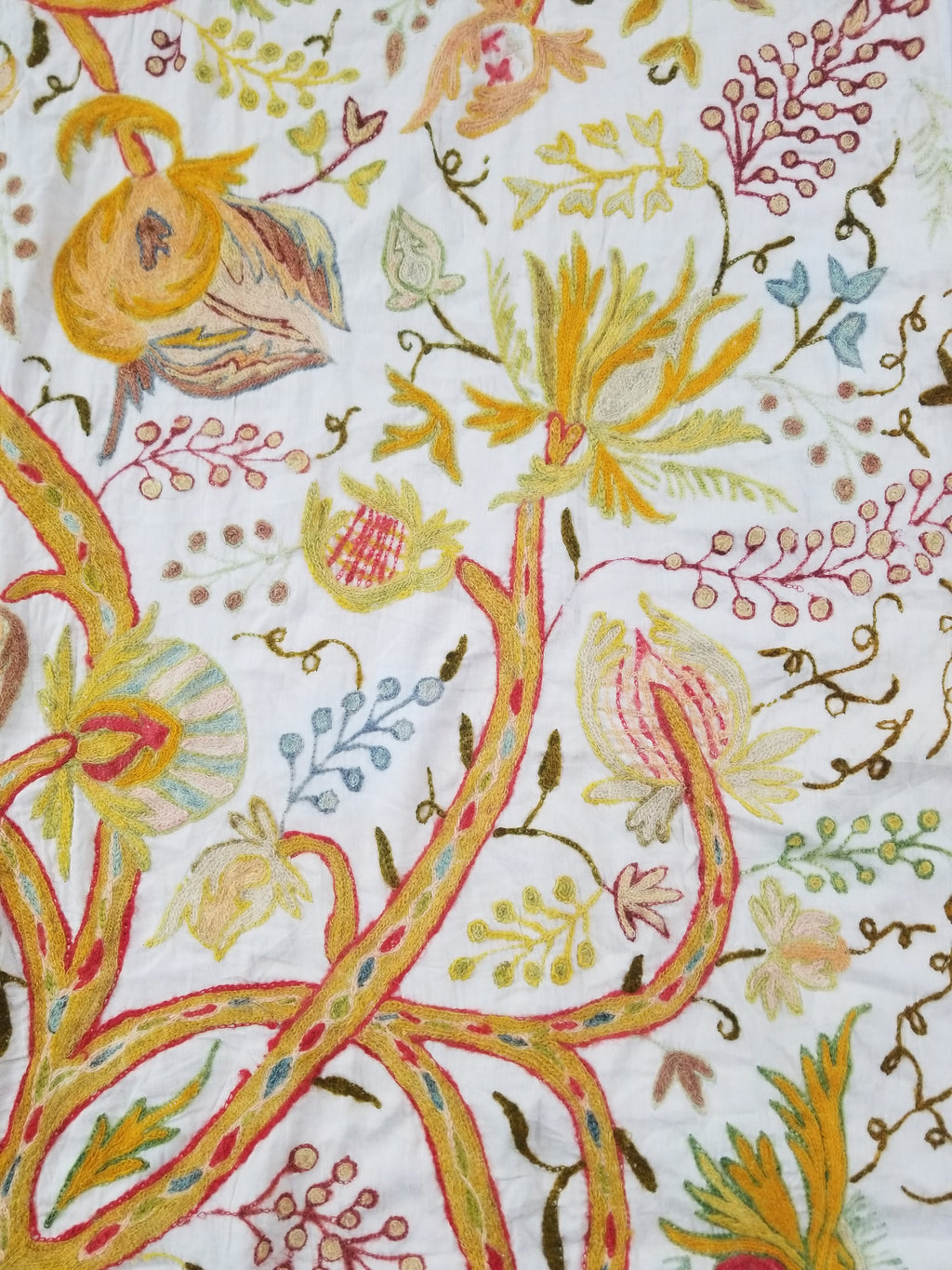 Antique Traditional Kashmir Crewel Embroidery Tree of Life Wall Tapestry 253x115