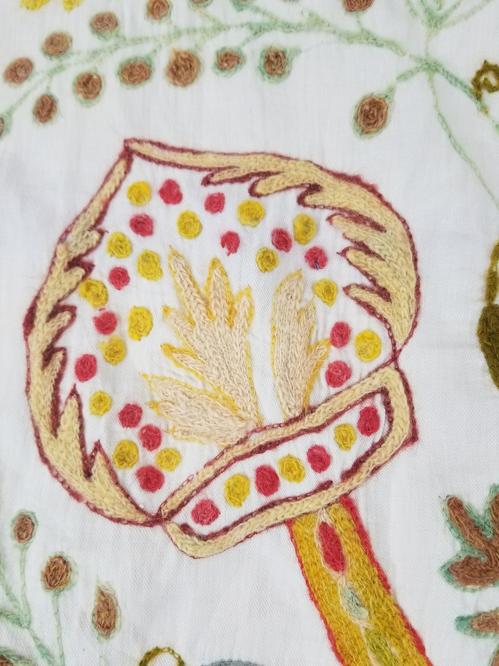 Antique Traditional Kashmir Crewel Embroidery Tree of Life Wall Tapestry 253x115