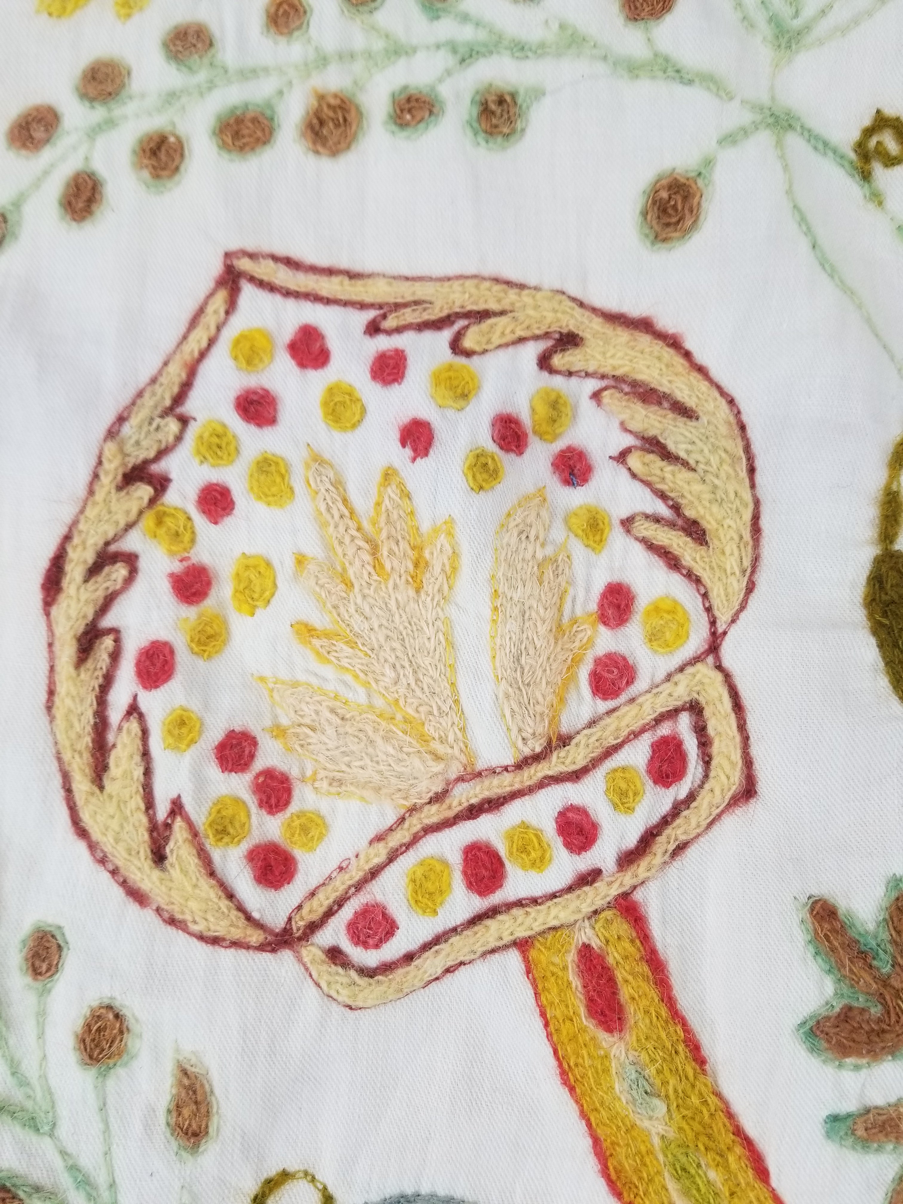 Antique Traditional Kashmir Crewel Embroidery Tree of Life Wall Tapestry 253x115