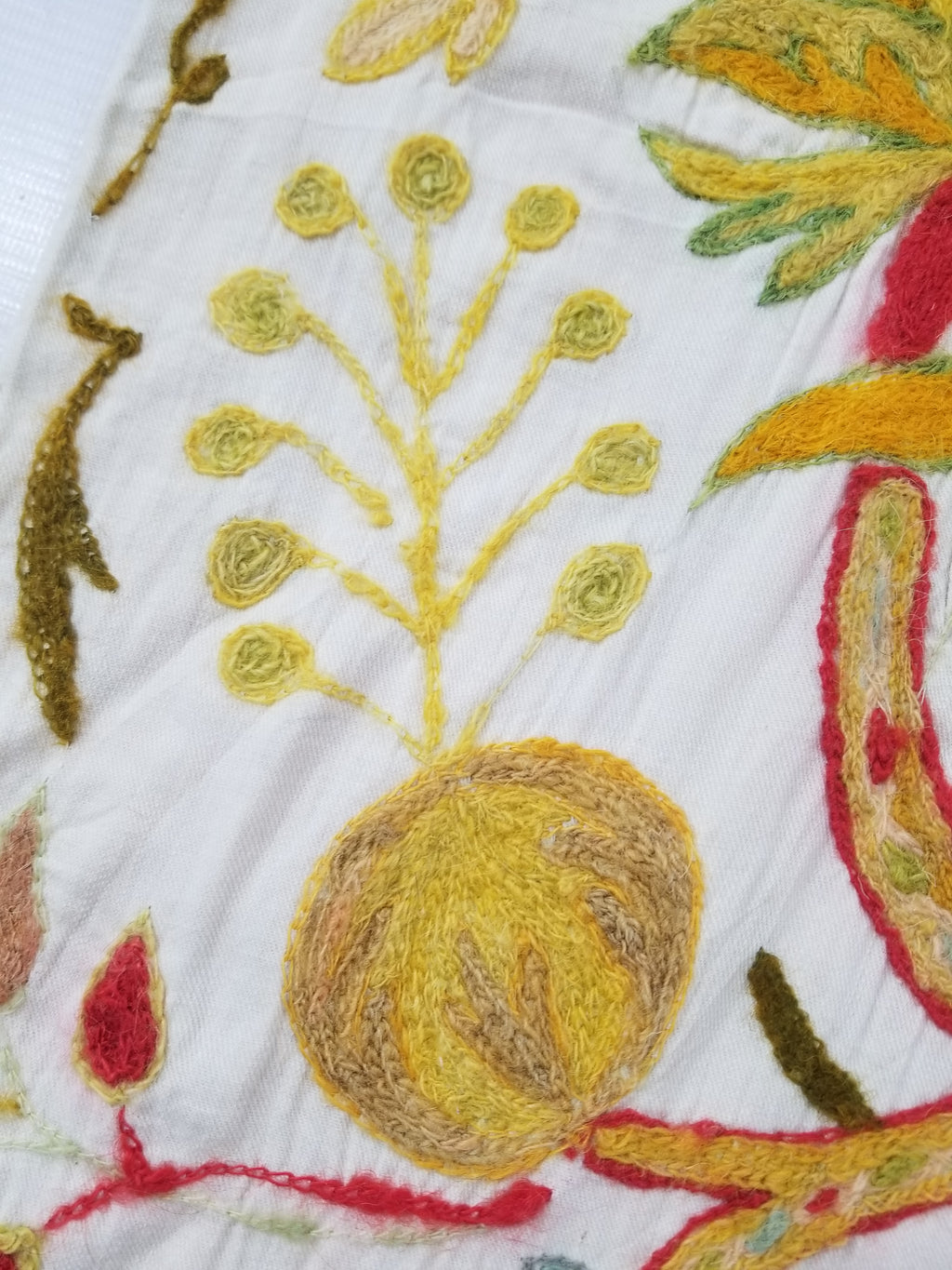 Antique Traditional Kashmir Crewel Embroidery Tree of Life Wall Tapestry 253x115