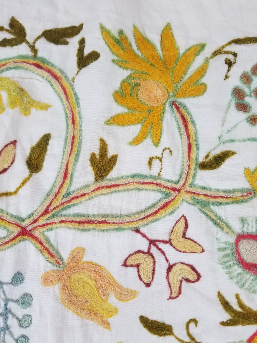 Antique Traditional Kashmir Crewel Embroidery Tree of Life Wall Tapestry 253x115