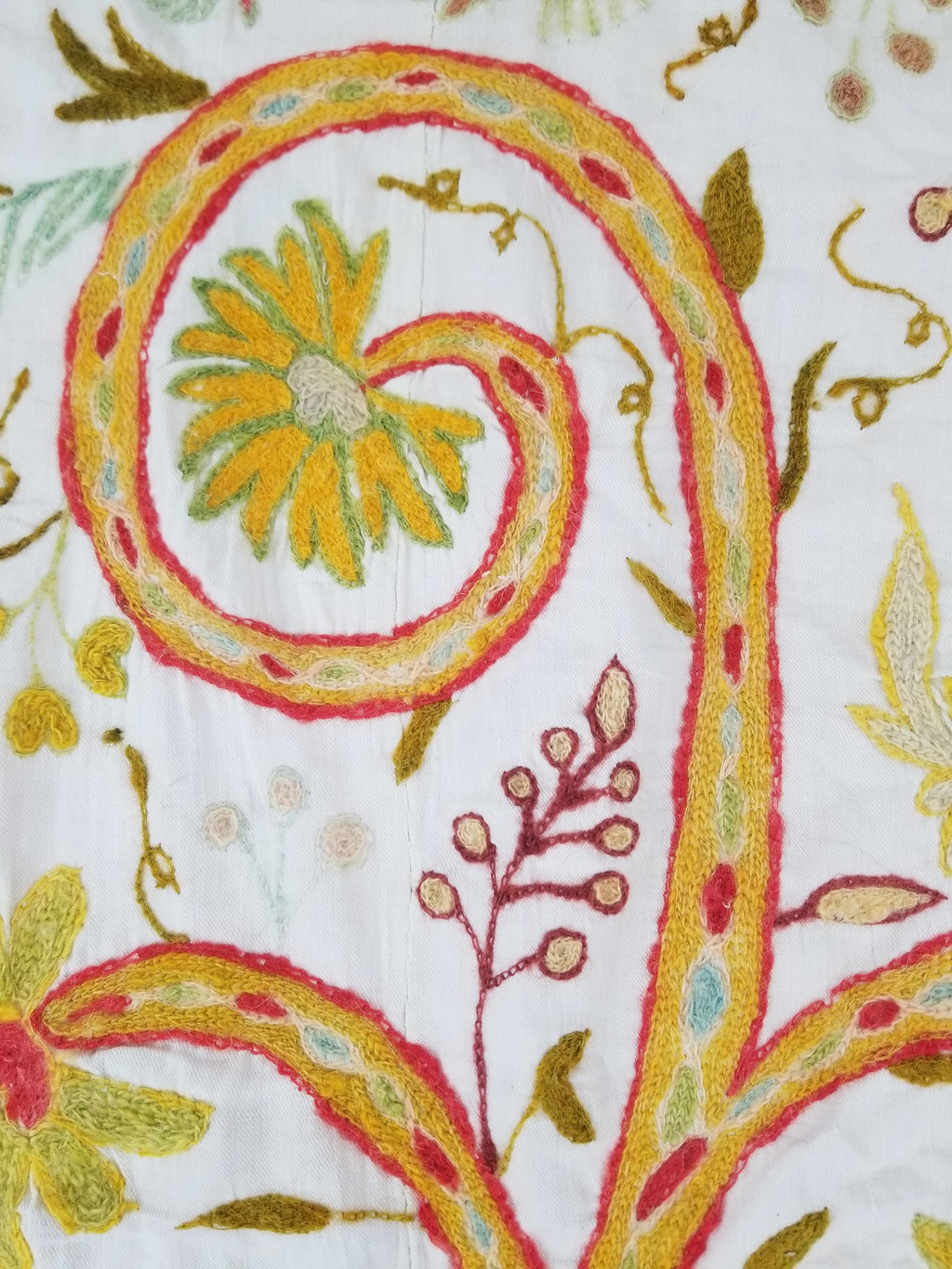 Antique Traditional Kashmir Crewel Embroidery Tree of Life Wall Tapestry 253x115