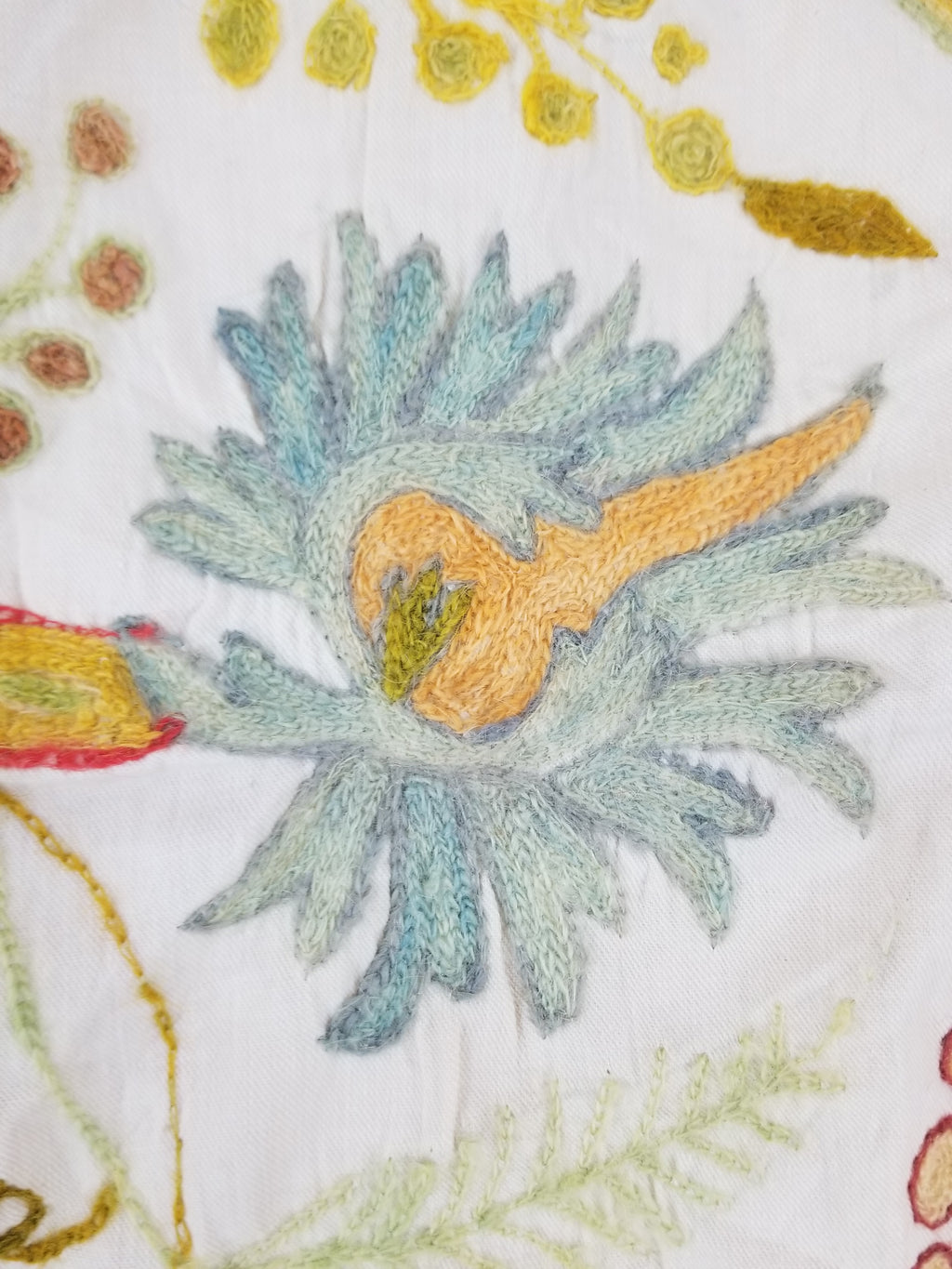 Antique Traditional Kashmir Crewel Embroidery Tree of Life Wall Tapestry 253x115