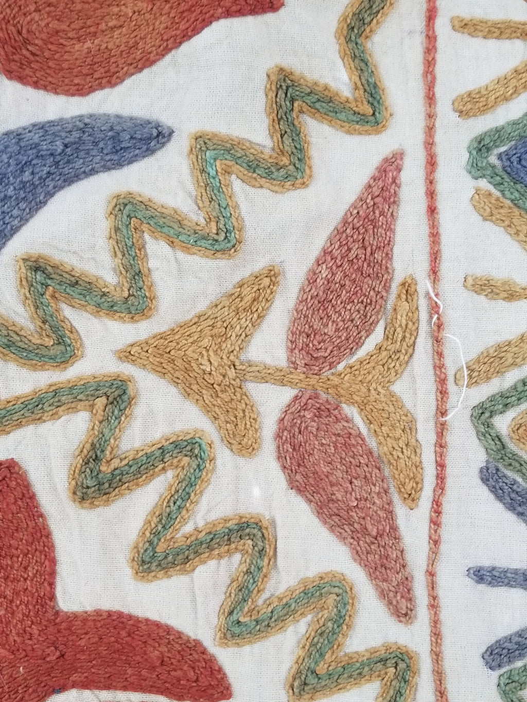 Vintage Traditional Indian Kashmiri Crewel Work Floral Textile 174x150cm
