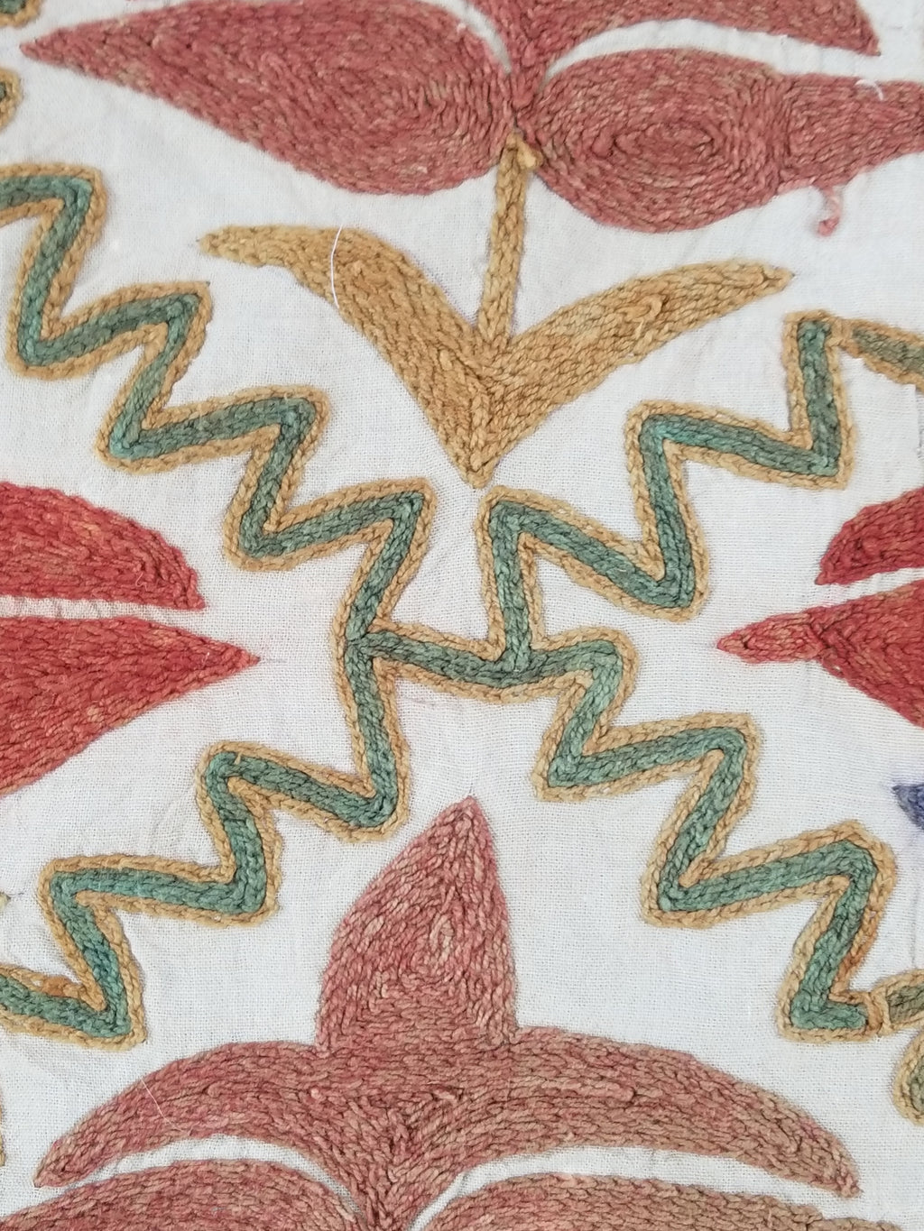 Vintage Traditional Indian Kashmiri Crewel Work Floral Textile 174x150cm