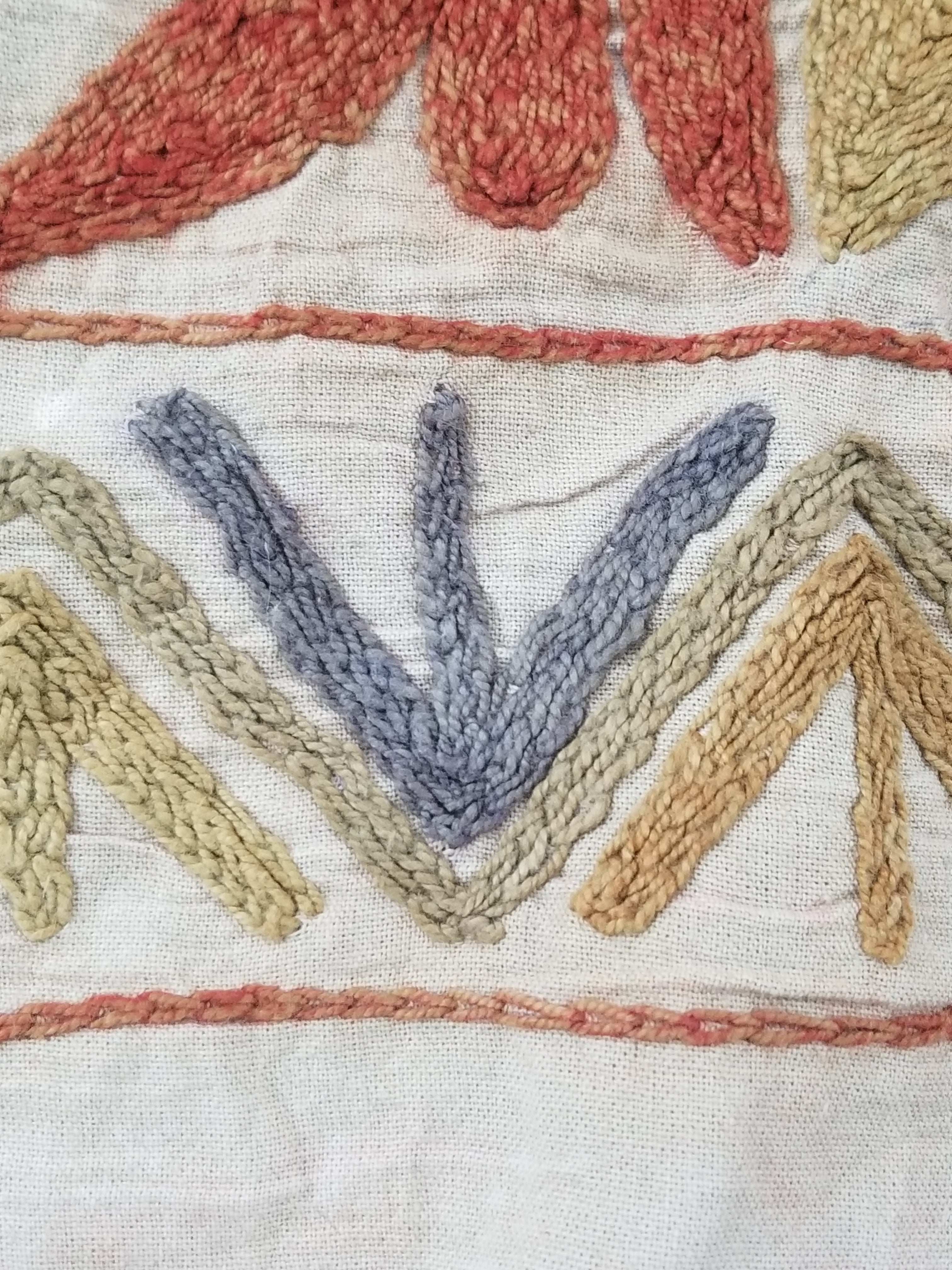 Vintage Traditional Indian Kashmiri Crewel Work Floral Textile 174x150cm