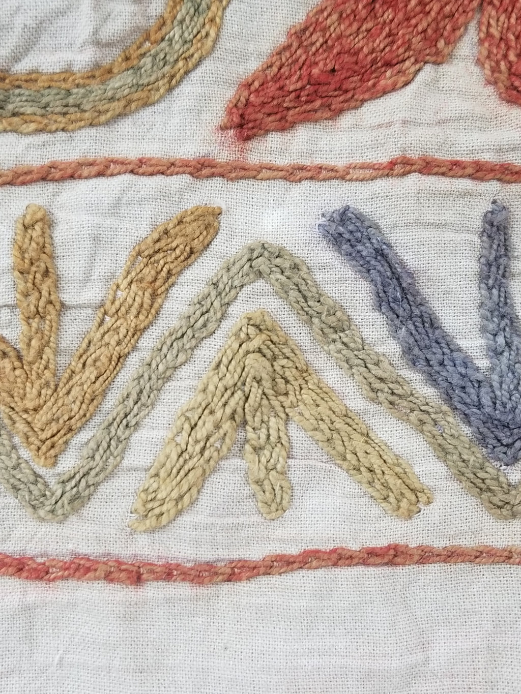 Vintage Traditional Indian Kashmiri Crewel Work Floral Textile 174x150cm