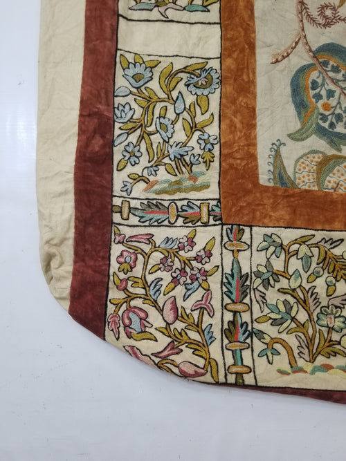 Antique Jacobean Inspired Tree of Life Kashmiri Crewel Work Duvet Cover 234x200c