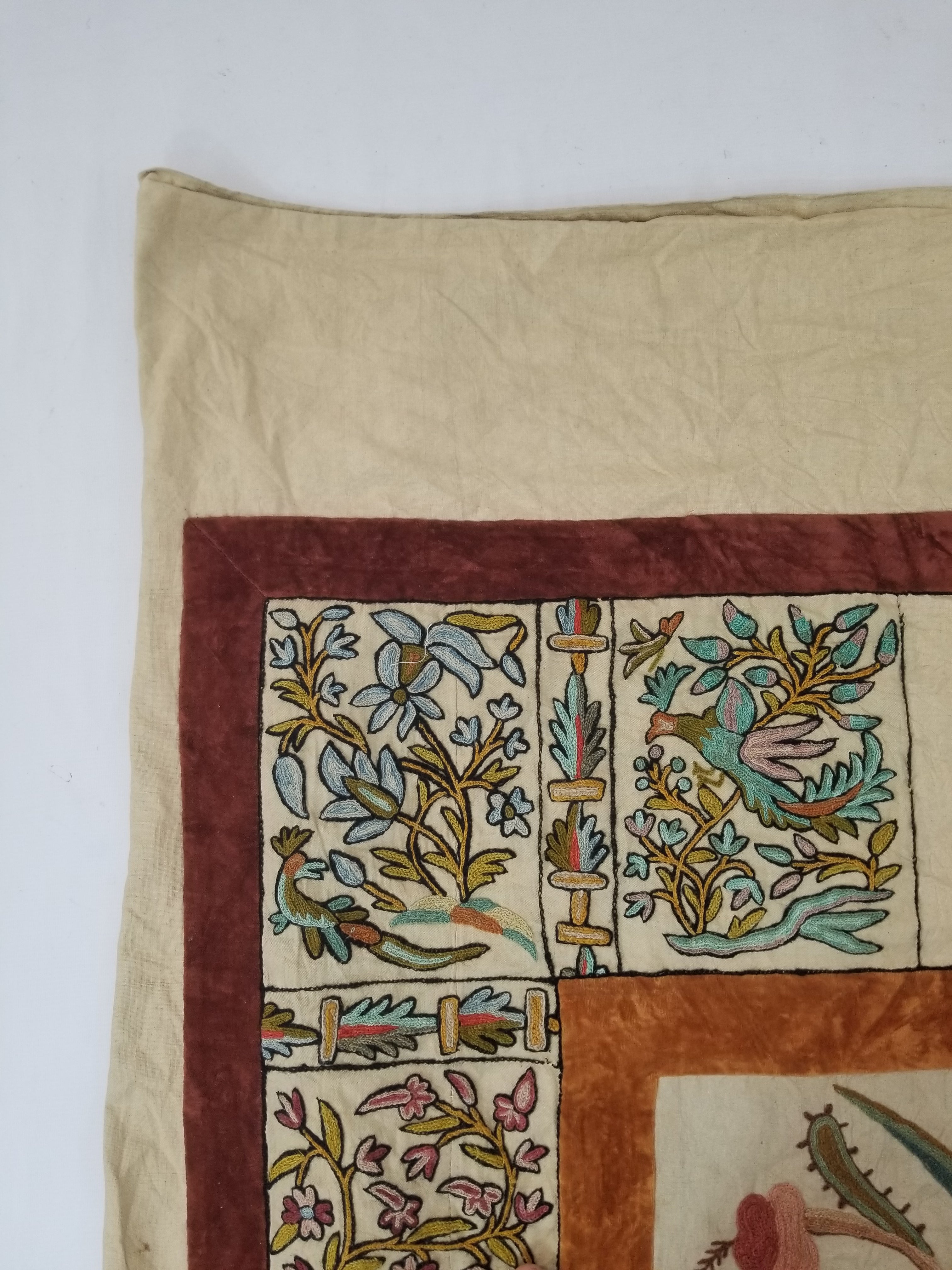 Antique Jacobean Inspired Tree of Life Kashmiri Crewel Work Duvet Cover 234x200c