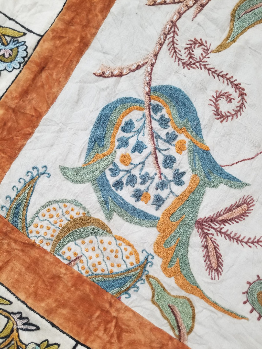 Antique Jacobean Inspired Tree of Life Kashmiri Crewel Work Duvet Cover 234x200c