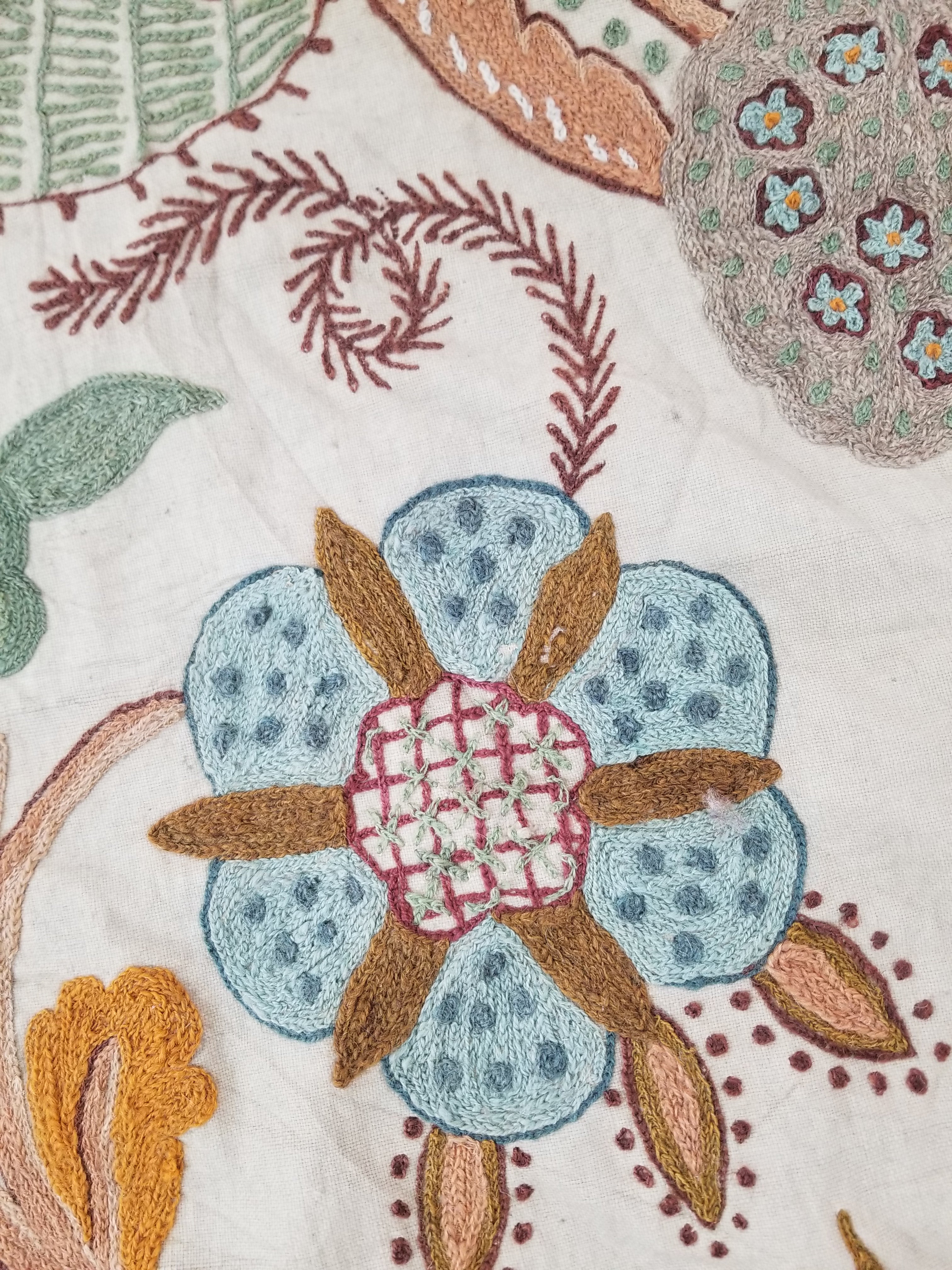 Antique Jacobean Inspired Tree of Life Kashmiri Crewel Work Duvet Cover 234x200c