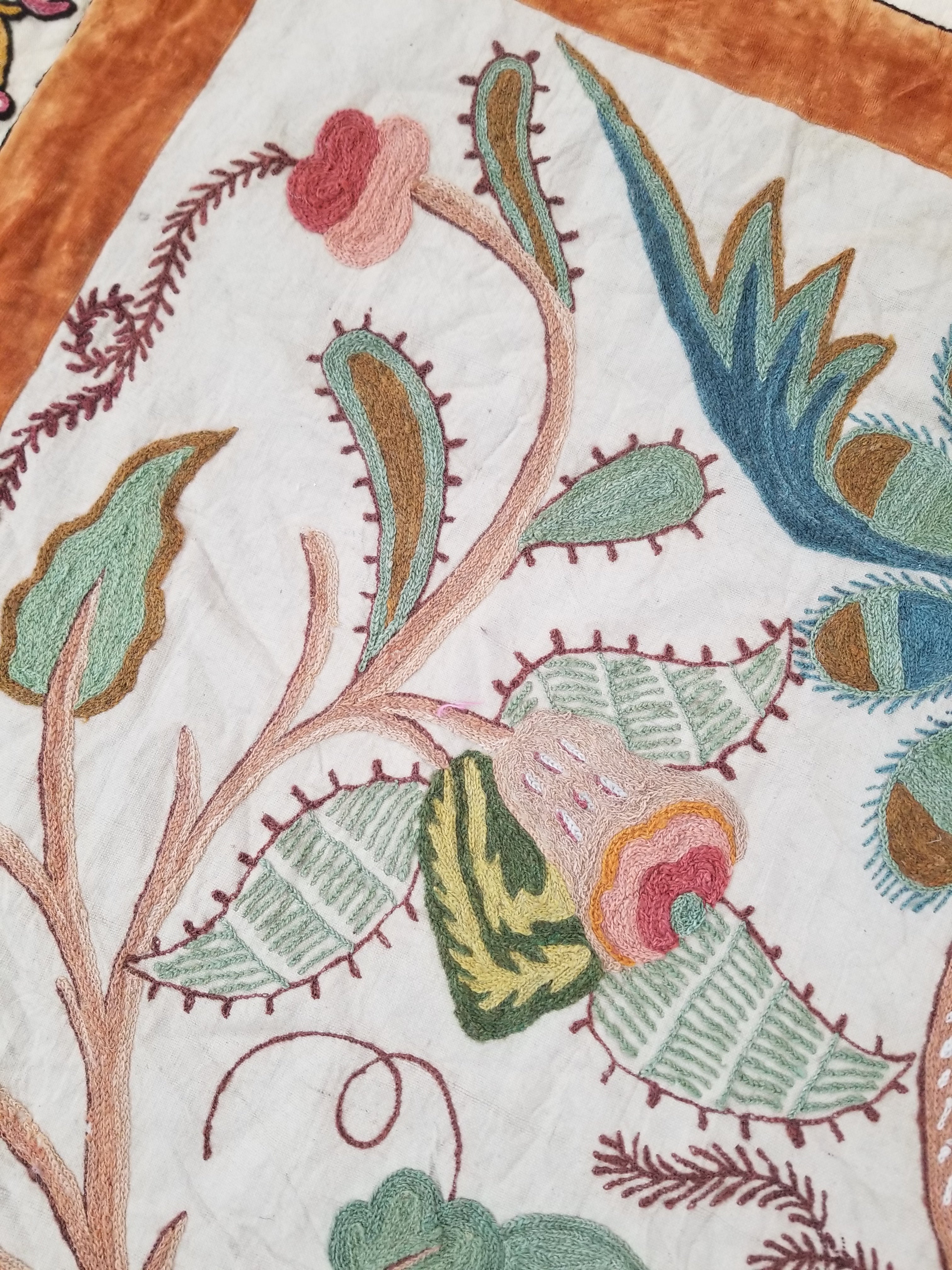 Antique Jacobean Inspired Tree of Life Kashmiri Crewel Work Duvet Cover 234x200c