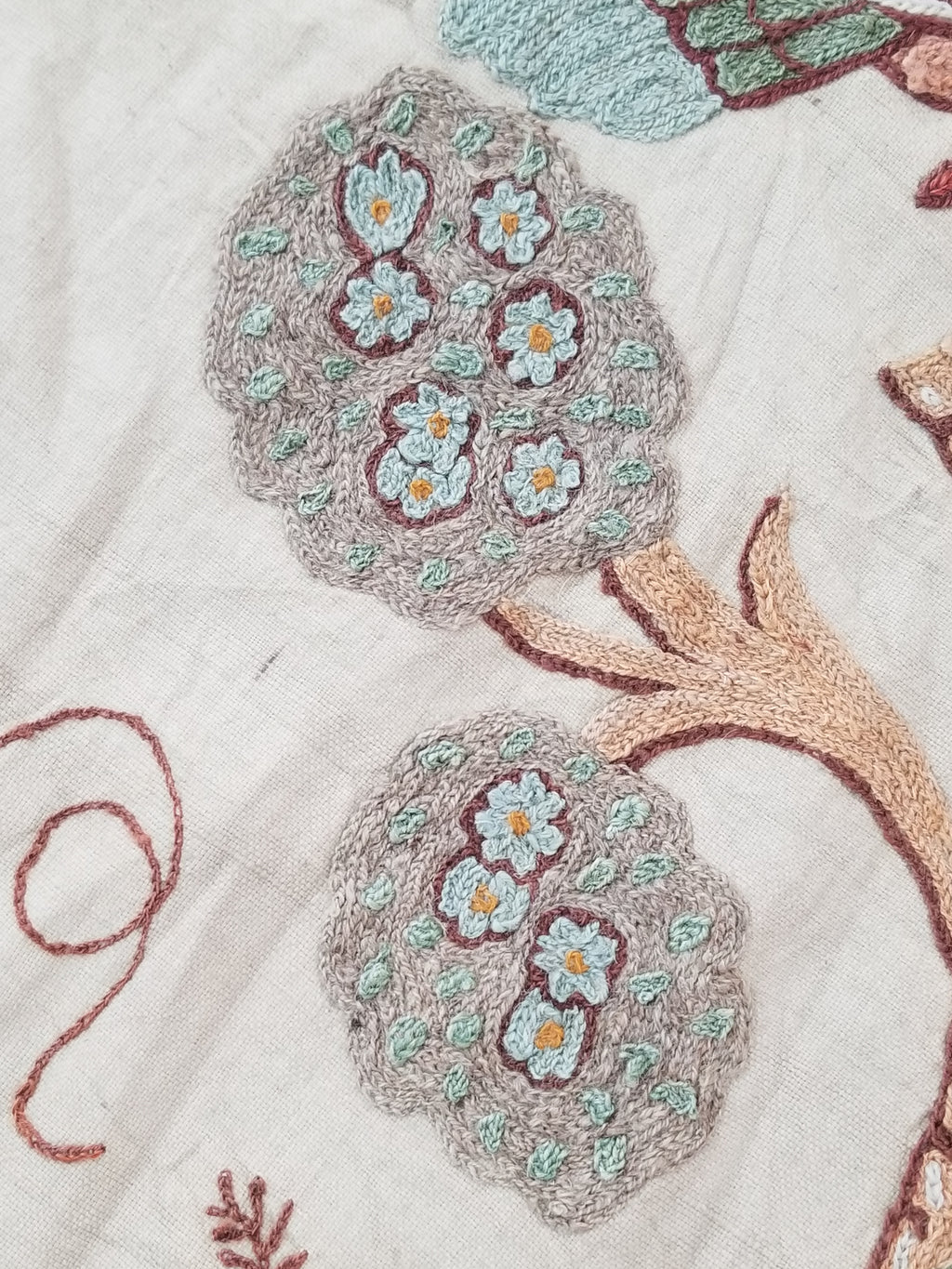 Antique Jacobean Inspired Tree of Life Kashmiri Crewel Work Duvet Cover 234x200c