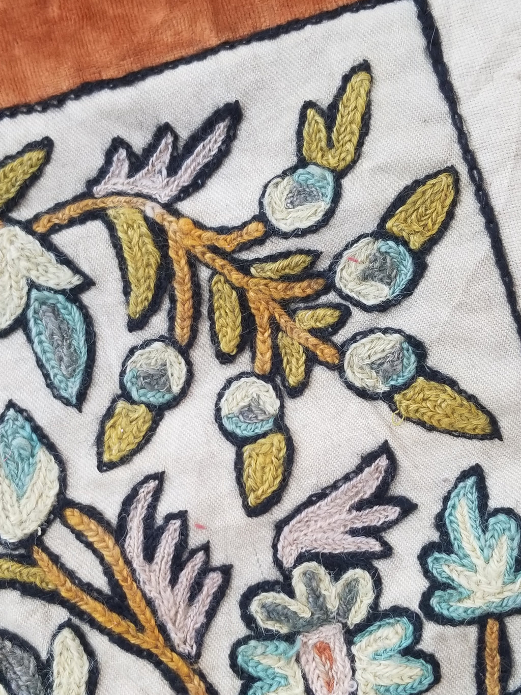 Antique Jacobean Inspired Tree of Life Kashmiri Crewel Work Duvet Cover 234x200c