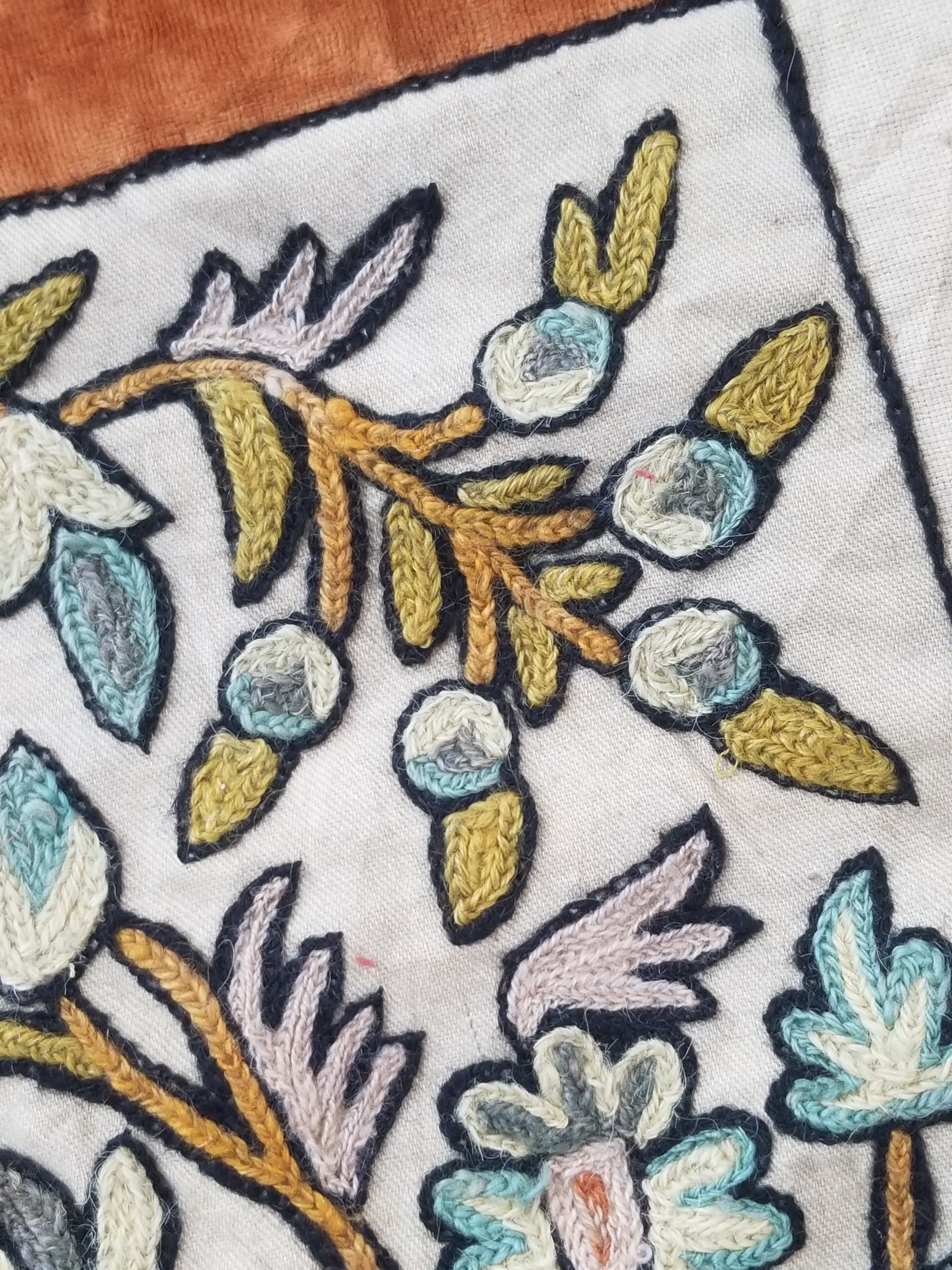 Antique Jacobean Inspired Tree of Life Kashmiri Crewel Work Duvet Cover 234x200c
