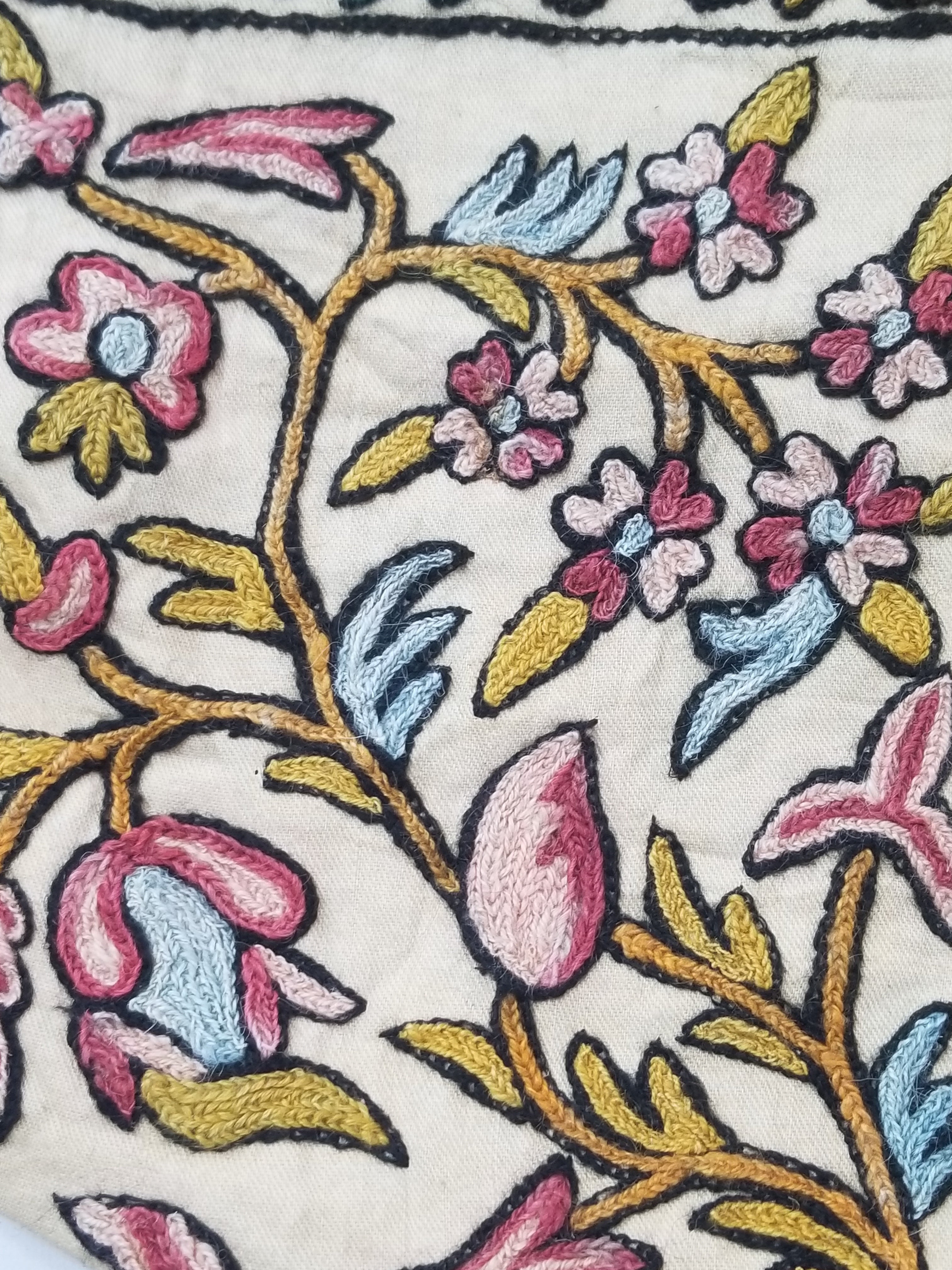Antique Jacobean Inspired Tree of Life Kashmiri Crewel Work Duvet Cover 234x200c