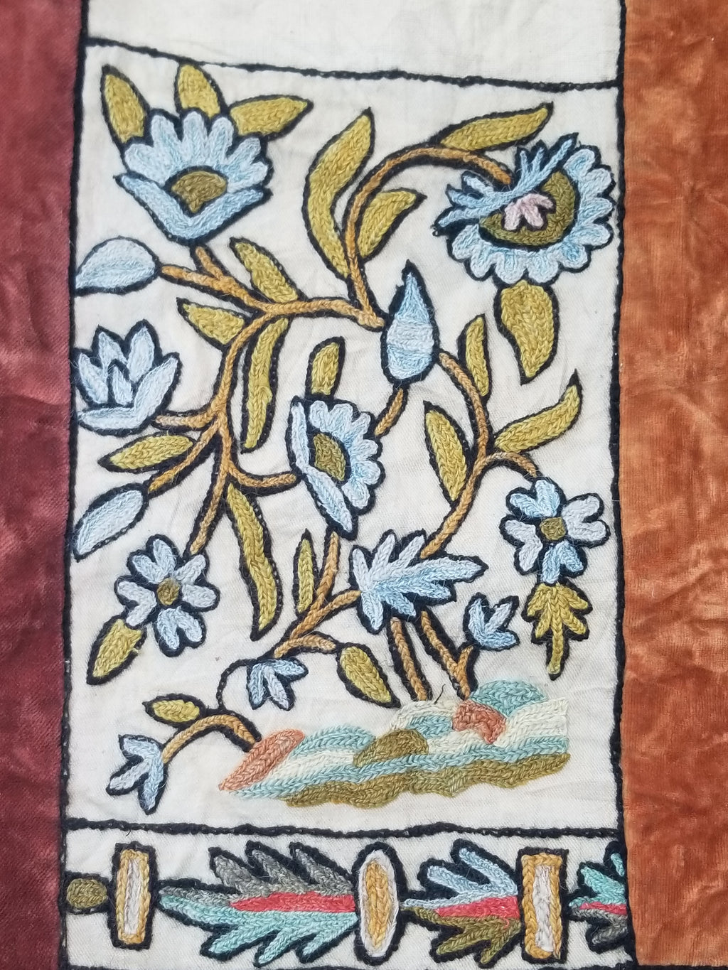 Antique Jacobean Inspired Tree of Life Kashmiri Crewel Work Duvet Cover 234x200c