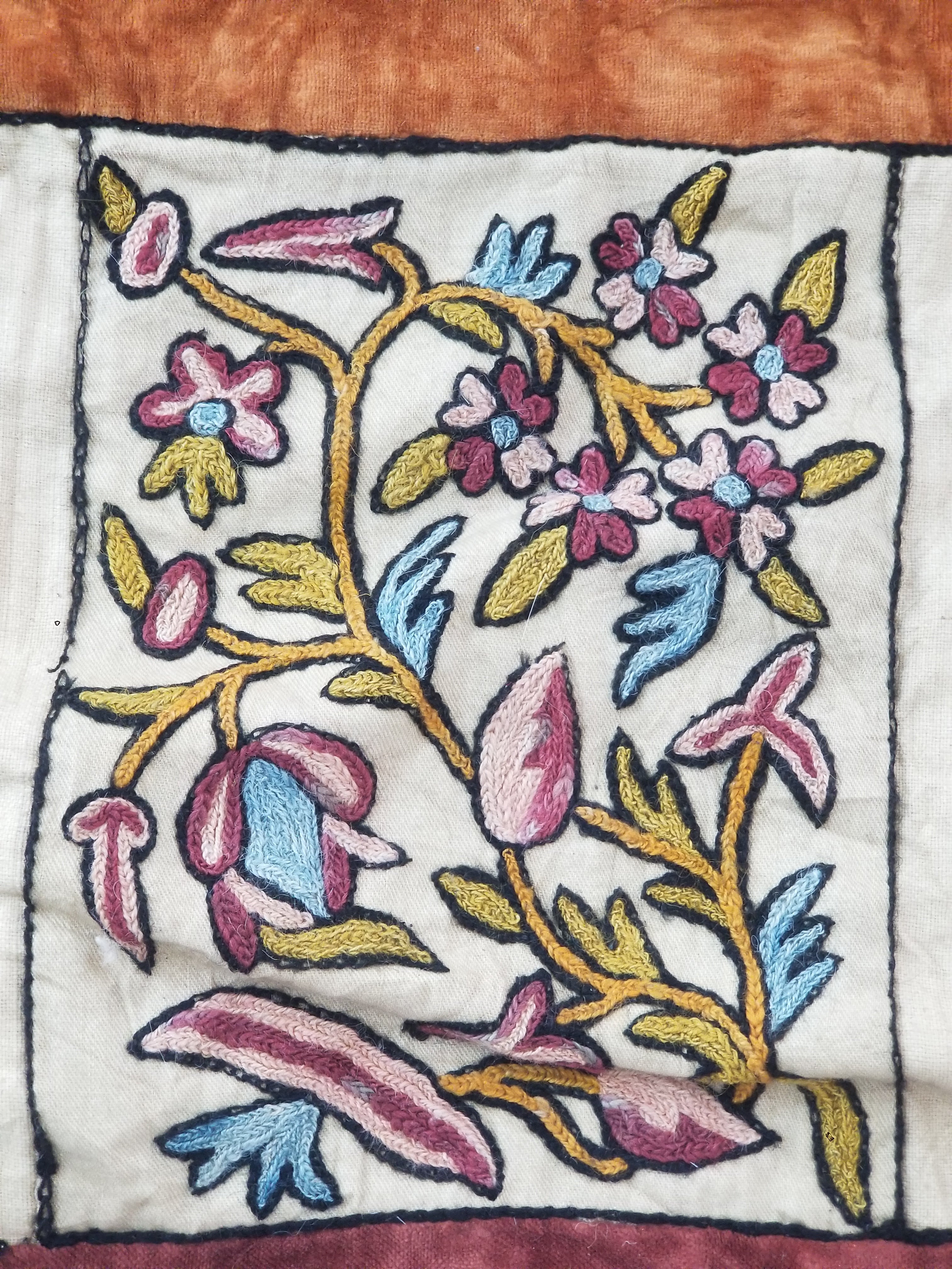 Antique Jacobean Inspired Tree of Life Kashmiri Crewel Work Duvet Cover 234x200c