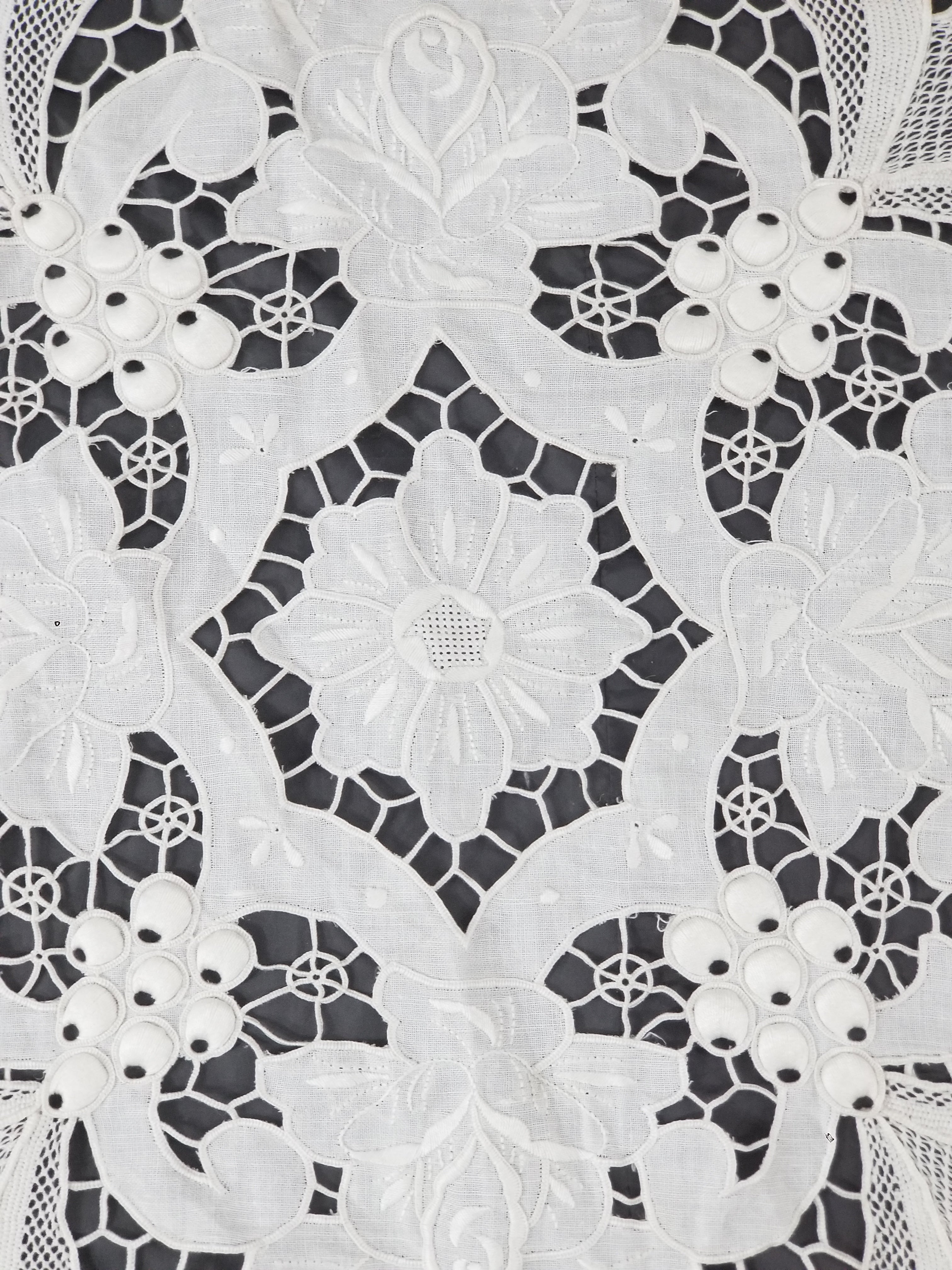 Vintage Italian Point De Venice Needle Lace Banquet Tablecloth 265x225cm