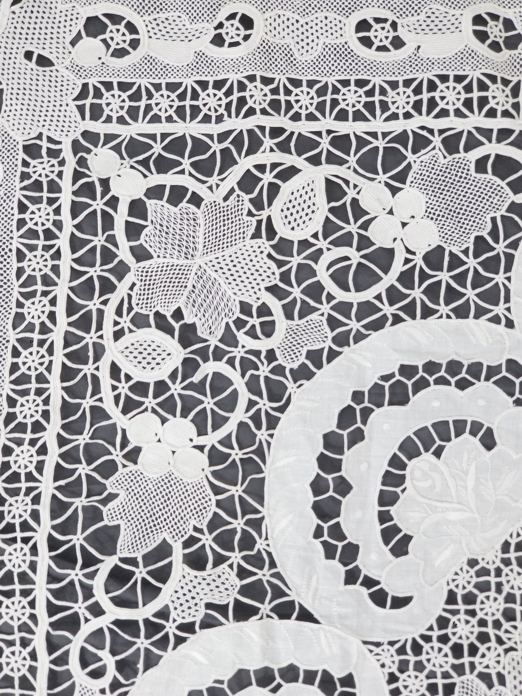Vintage Italian Point De Venice Needle Lace Banquet Tablecloth 265x225cm