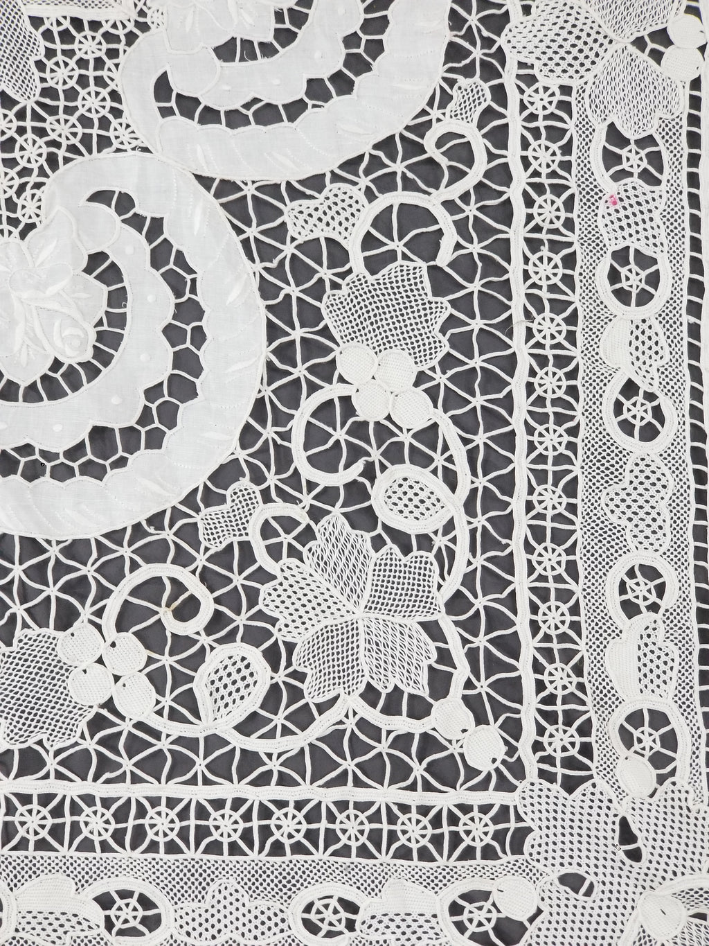 Vintage Italian Point De Venice Needle Lace Banquet Tablecloth 265x225cm