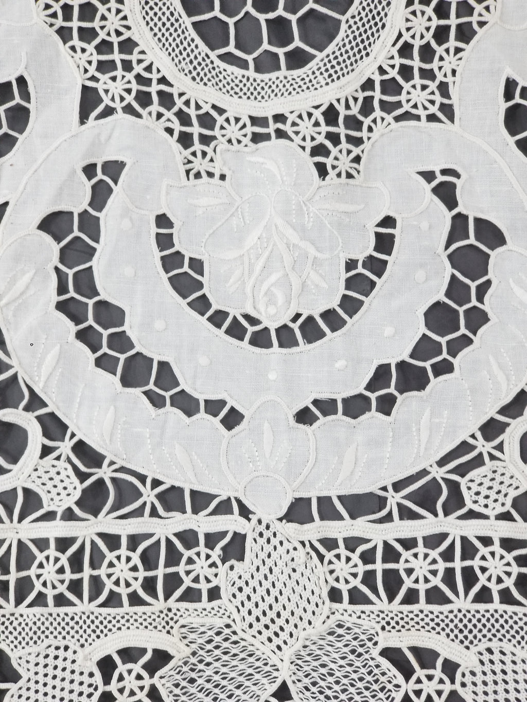 Vintage Italian Point De Venice Needle Lace Banquet Tablecloth 265x225cm
