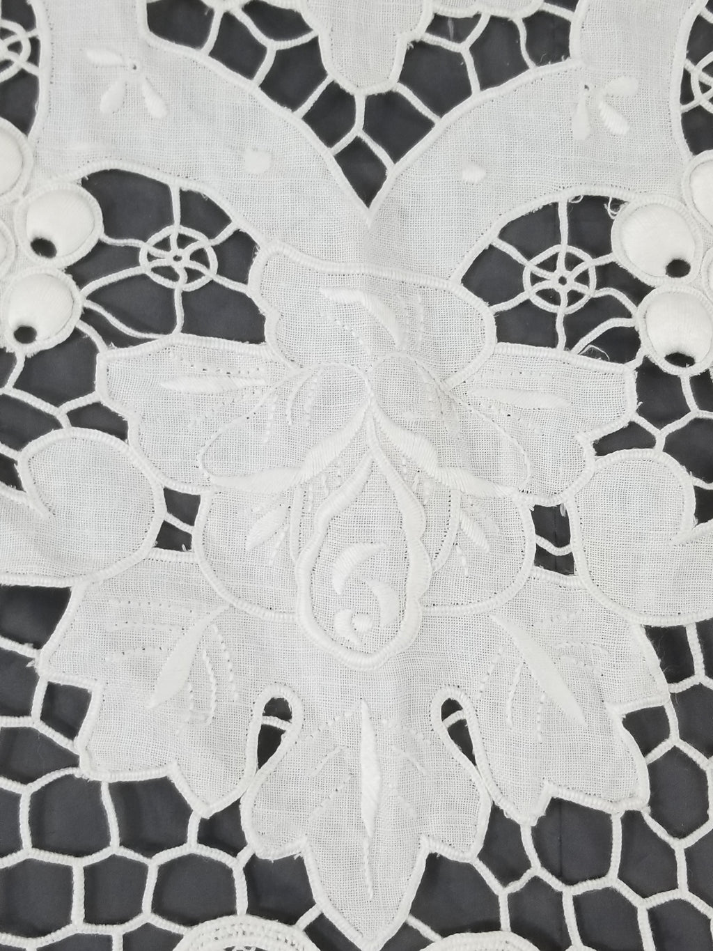 Vintage Italian Point De Venice Needle Lace Banquet Tablecloth 265x225cm