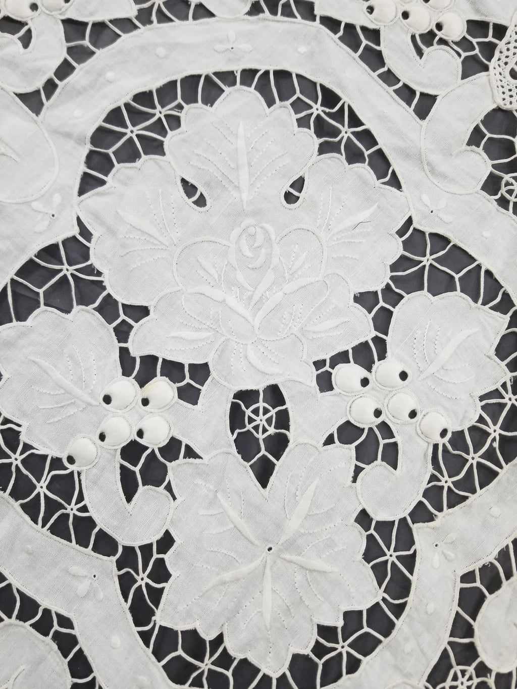 Vintage Italian Point De Venice Needle Lace Banquet Tablecloth 265x225cm