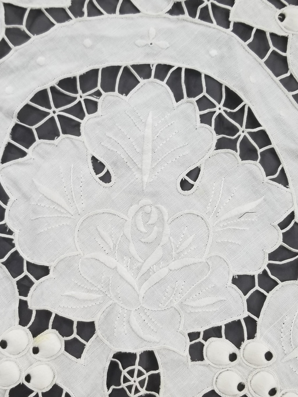 Vintage Italian Point De Venice Needle Lace Banquet Tablecloth 265x225cm