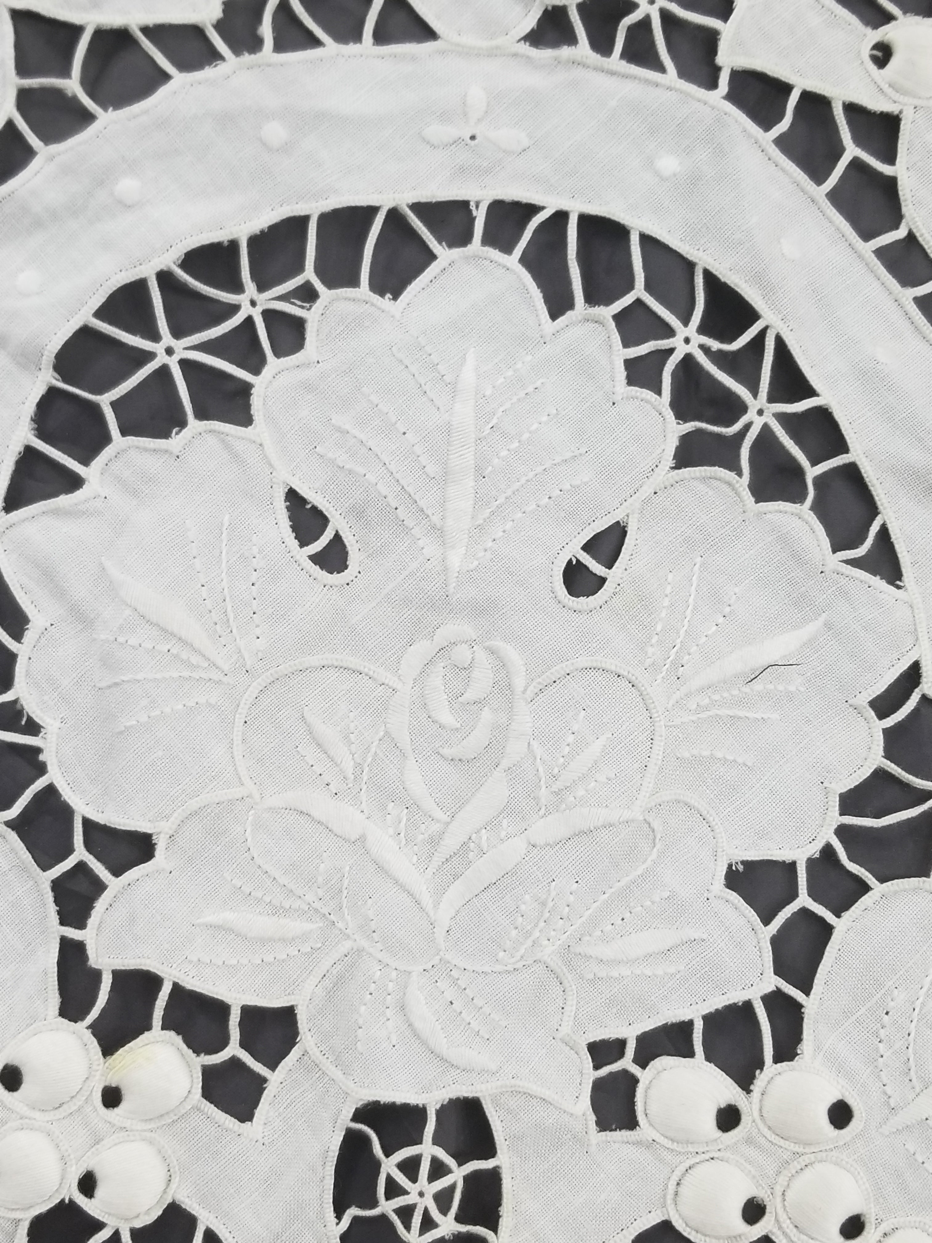 Vintage Italian Point De Venice Needle Lace Banquet Tablecloth 265x225cm