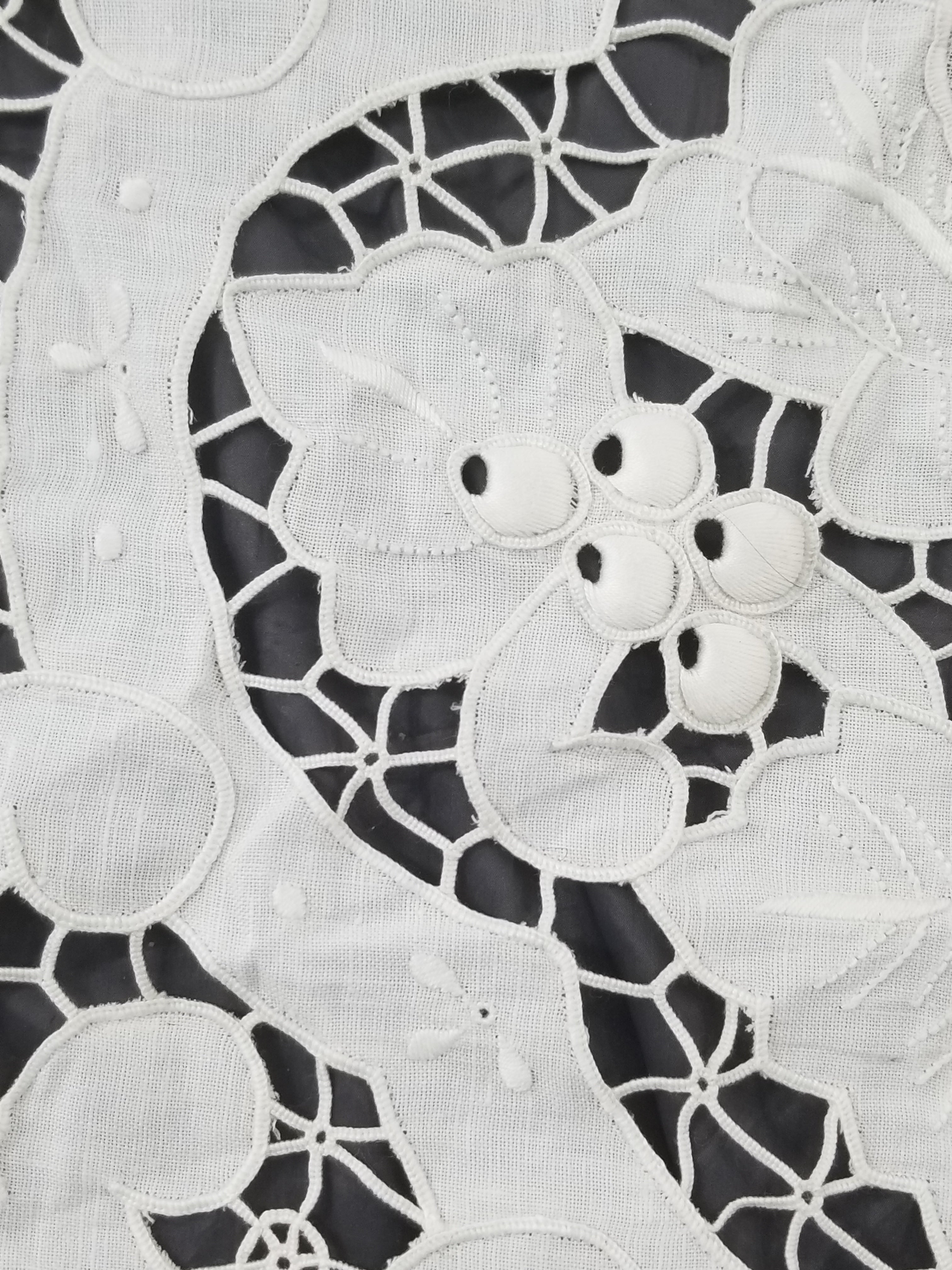 Vintage Italian Point De Venice Needle Lace Banquet Tablecloth 265x225cm