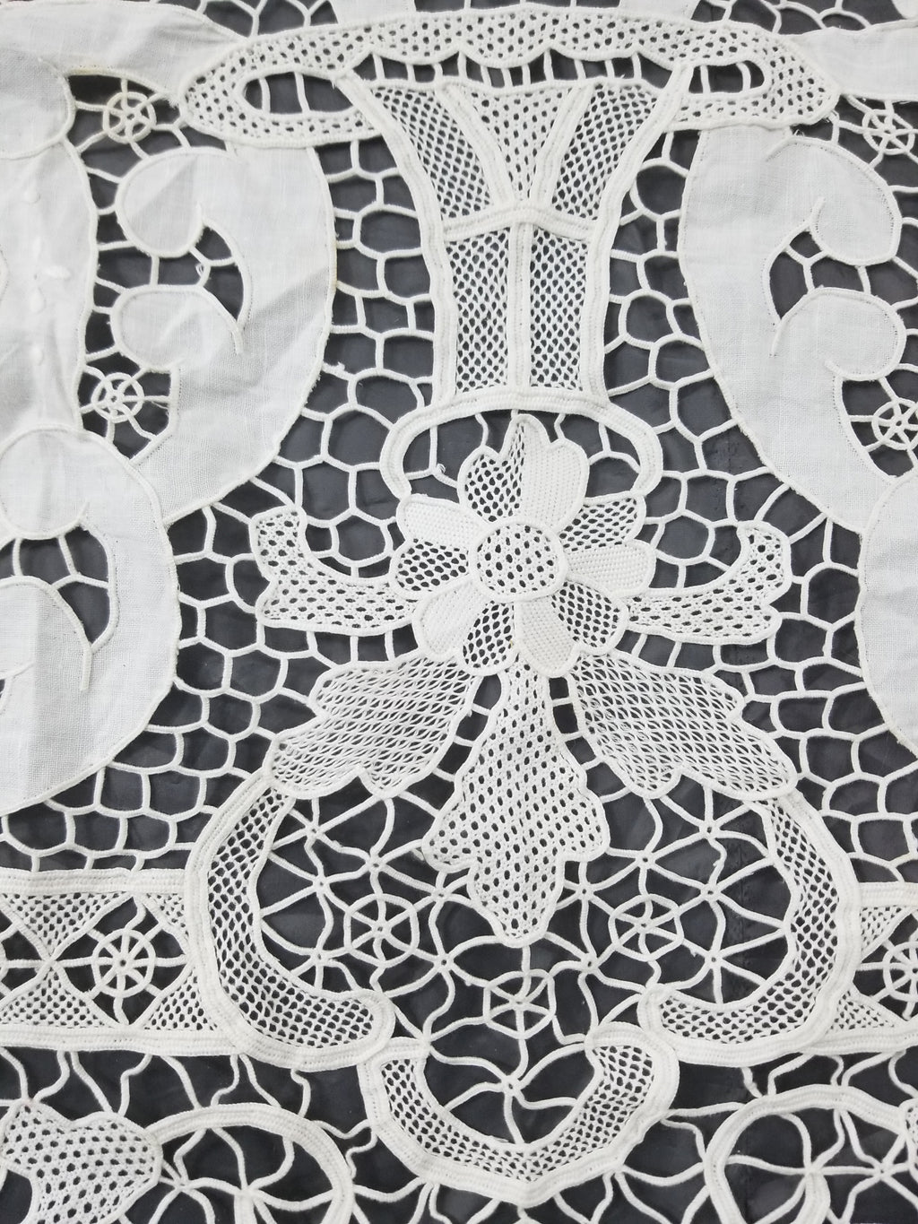 Vintage Italian Point De Venice Needle Lace Banquet Tablecloth 265x225cm