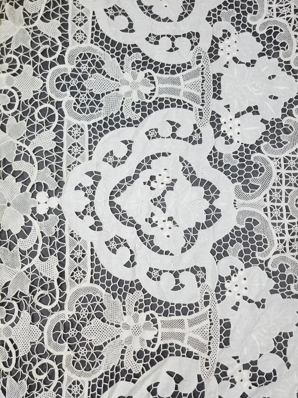 Vintage Italian Point De Venice Needle Lace Banquet Tablecloth 265x225cm