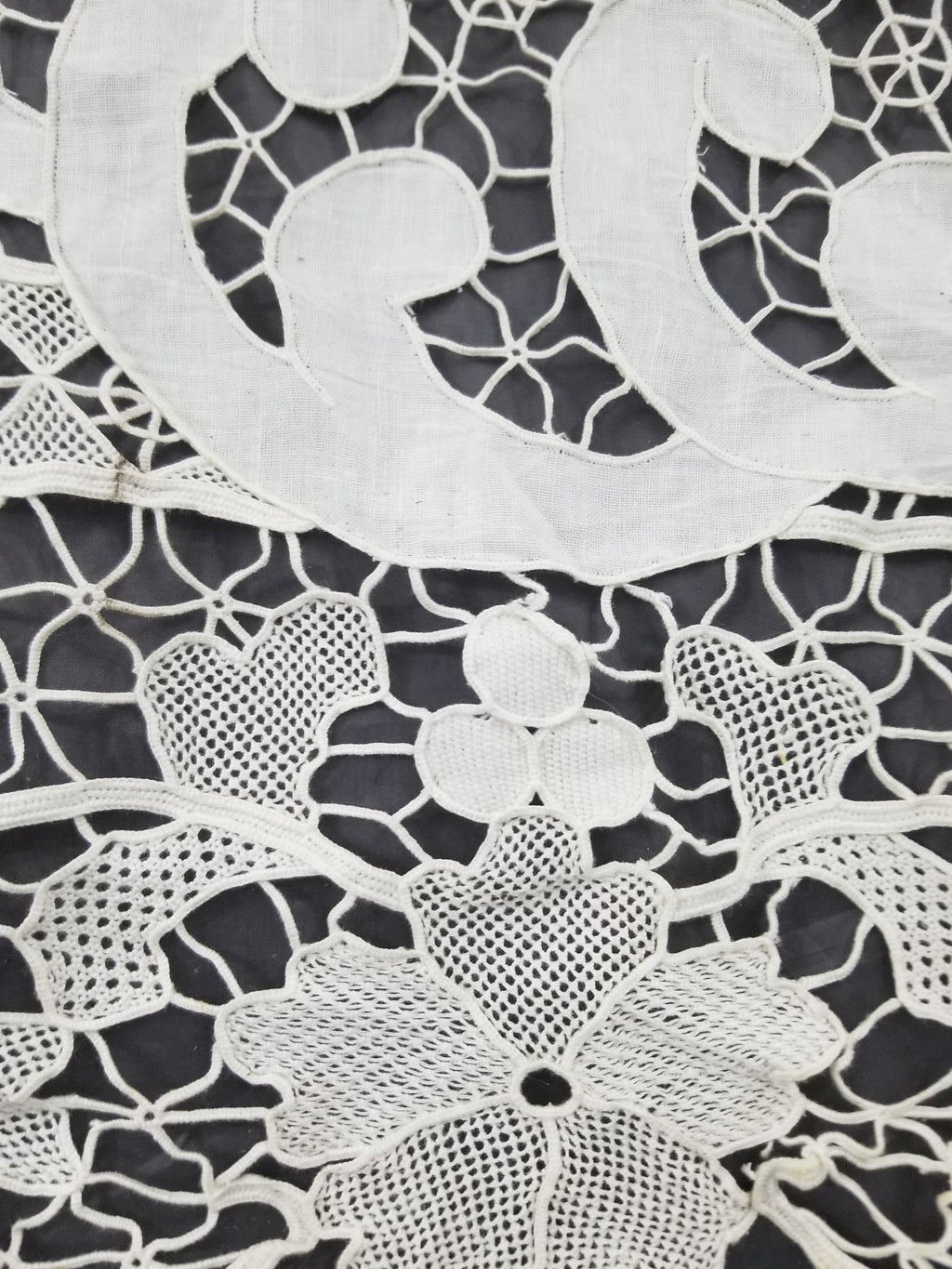 Vintage Italian Point De Venice Needle Lace Banquet Tablecloth 265x225cm