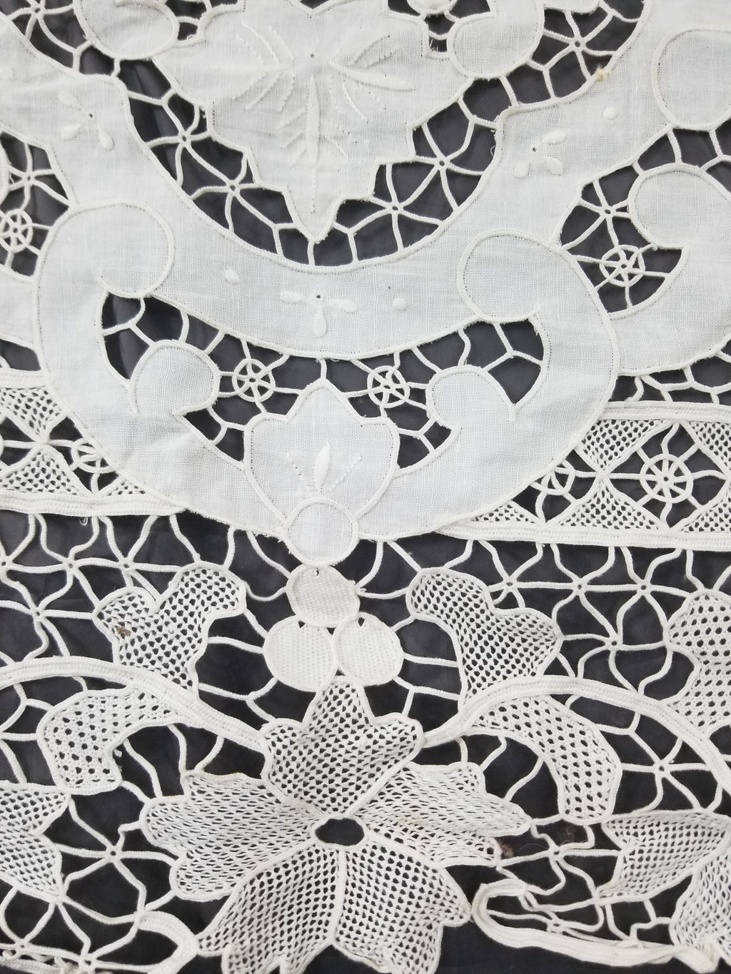 Vintage Italian Point De Venice Needle Lace Banquet Tablecloth 265x225cm