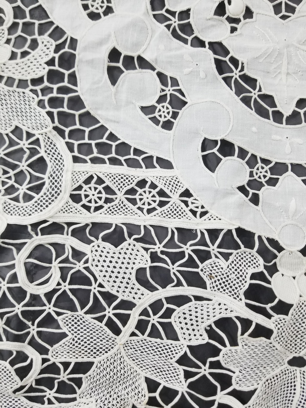Vintage Italian Point De Venice Needle Lace Banquet Tablecloth 265x225cm