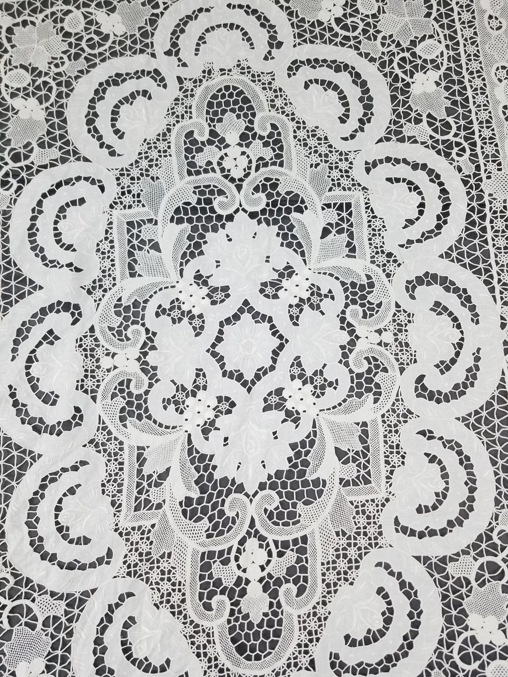 Vintage Italian Point De Venice Needle Lace Banquet Tablecloth 265x225cm