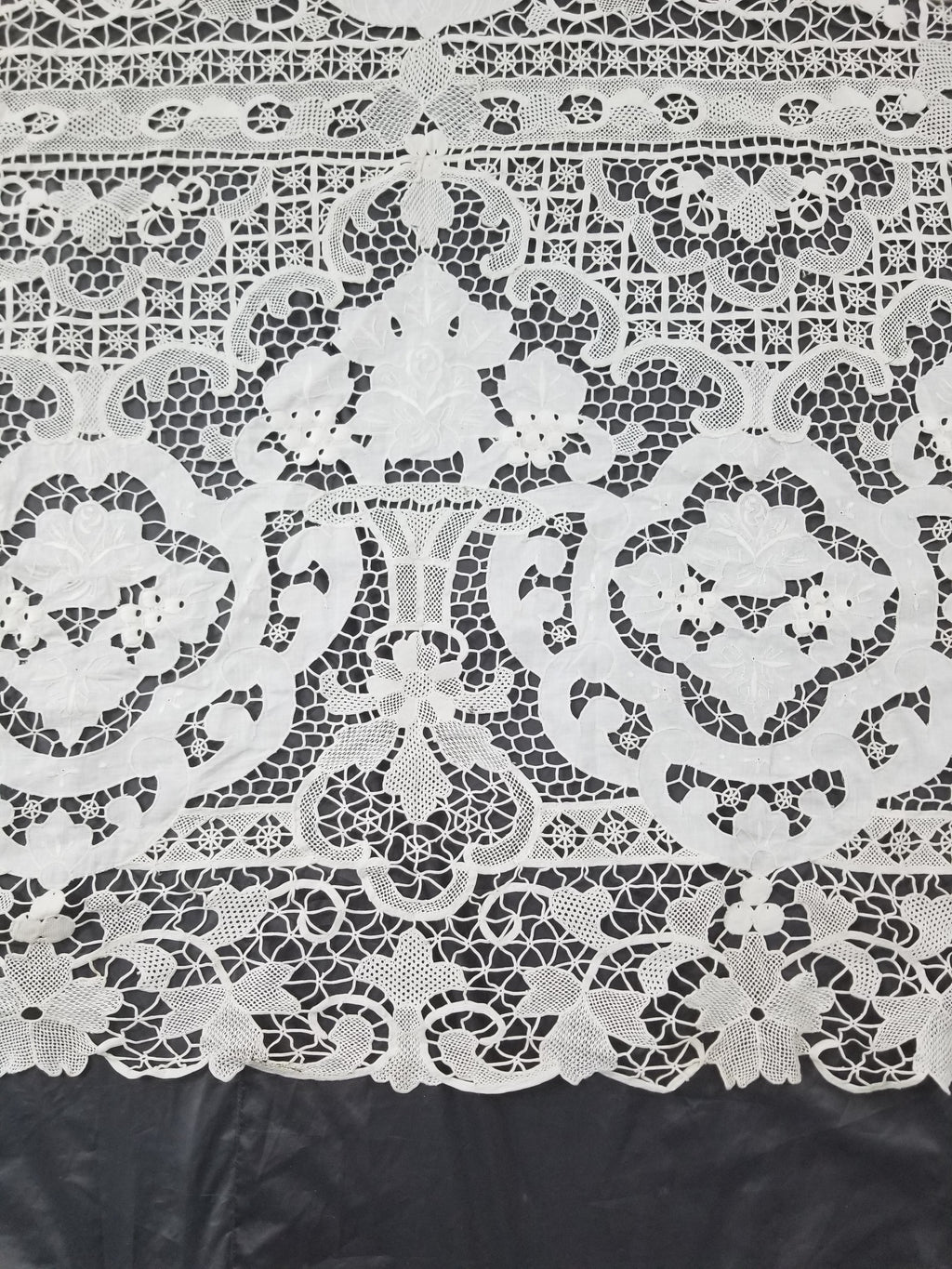 Vintage Italian Point De Venice Needle Lace Banquet Tablecloth 265x225cm