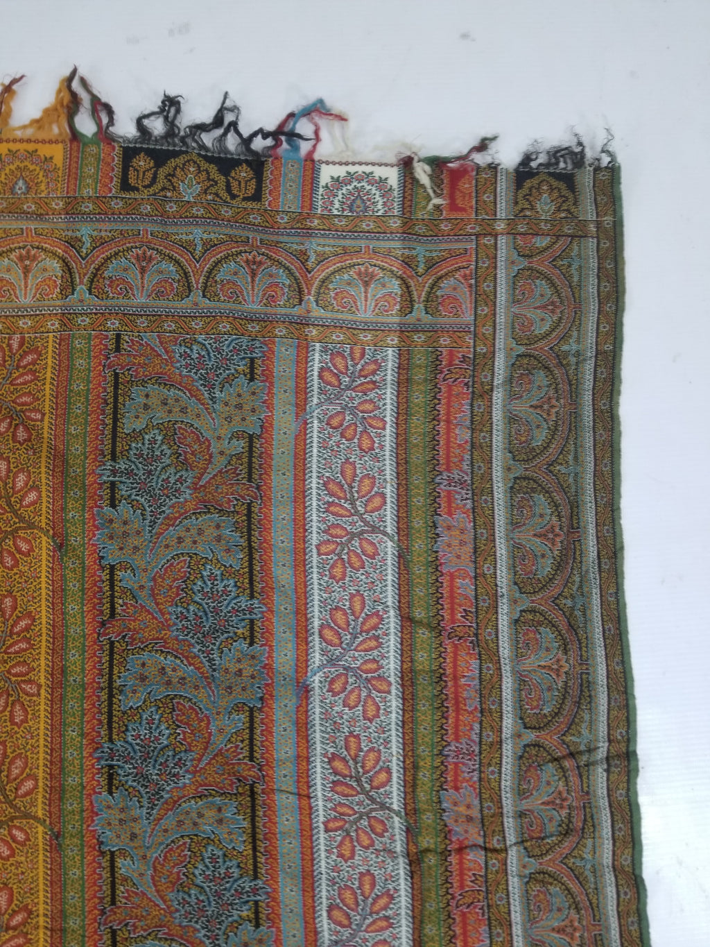 Vintage French Handwoven Intricate Striped Wool Blanket Throw / Shawl 185x175cm