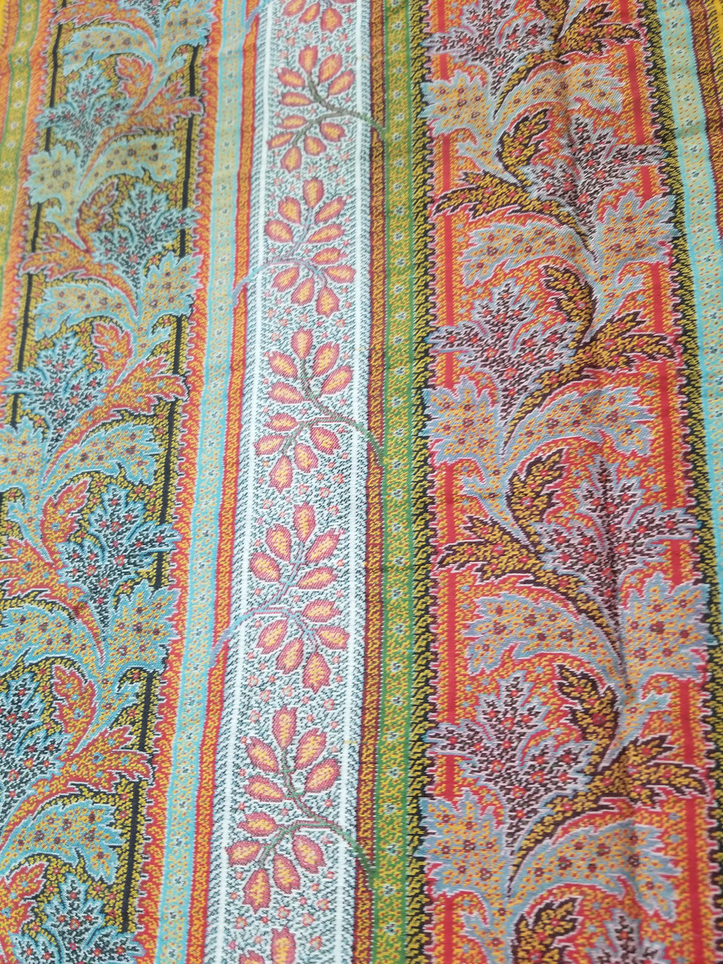Vintage French Handwoven Intricate Striped Wool Blanket Throw / Shawl 185x175cm